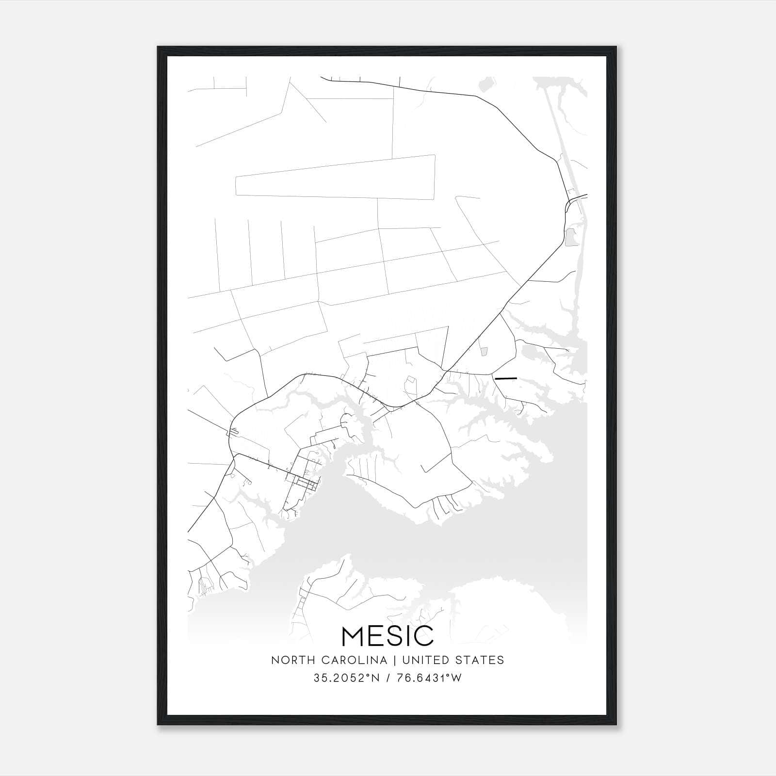 Mesic North Carolina Map Poster, Modern Home Decor Wall Art Print Mesic North Carolina Map Poster, Modern Home Decor Wall Art Print