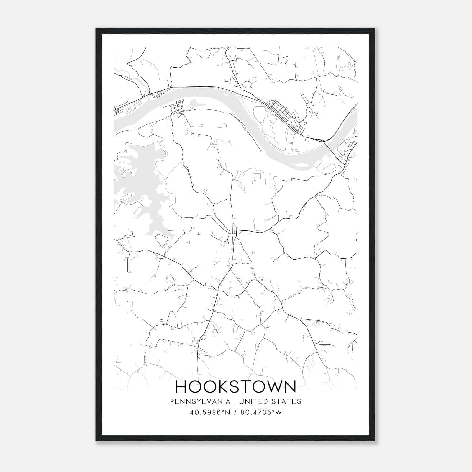 Hookstown Pennsylvania Map Poster, Modern Home Decor Wall Art Print Hookstown Pennsylvania Map Poster, Modern Home Decor Wall Art Print