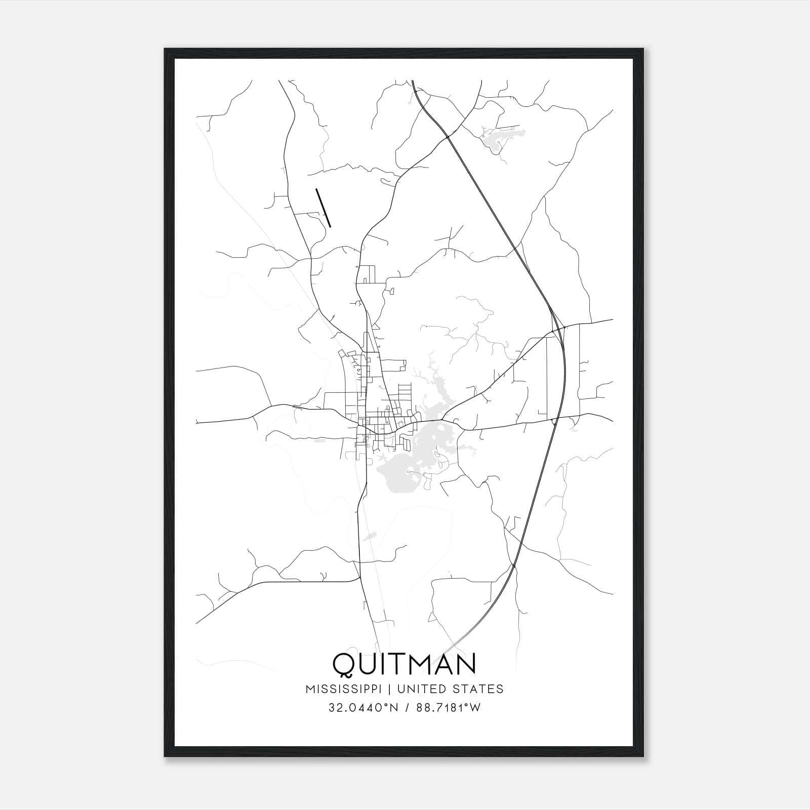 Quitman Mississippi Map Poster, Modern Home Decor Wall Art Print Quitman Mississippi Map Poster, Modern Home Decor Wall Art Print