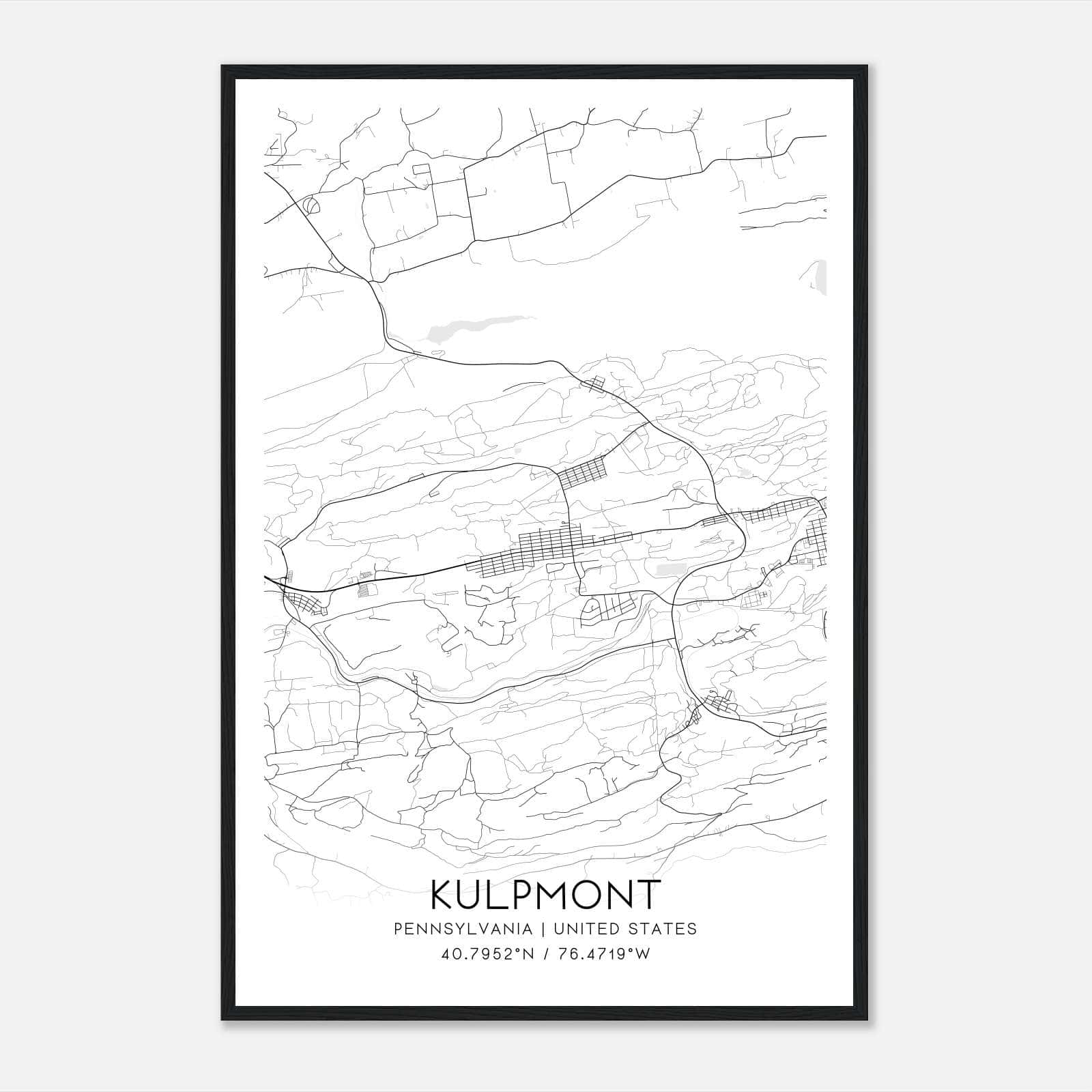 Kulpmont Pennsylvania Map Poster, Modern Home Decor Wall Art Print Kulpmont Pennsylvania Map Poster, Modern Home Decor Wall Art Print