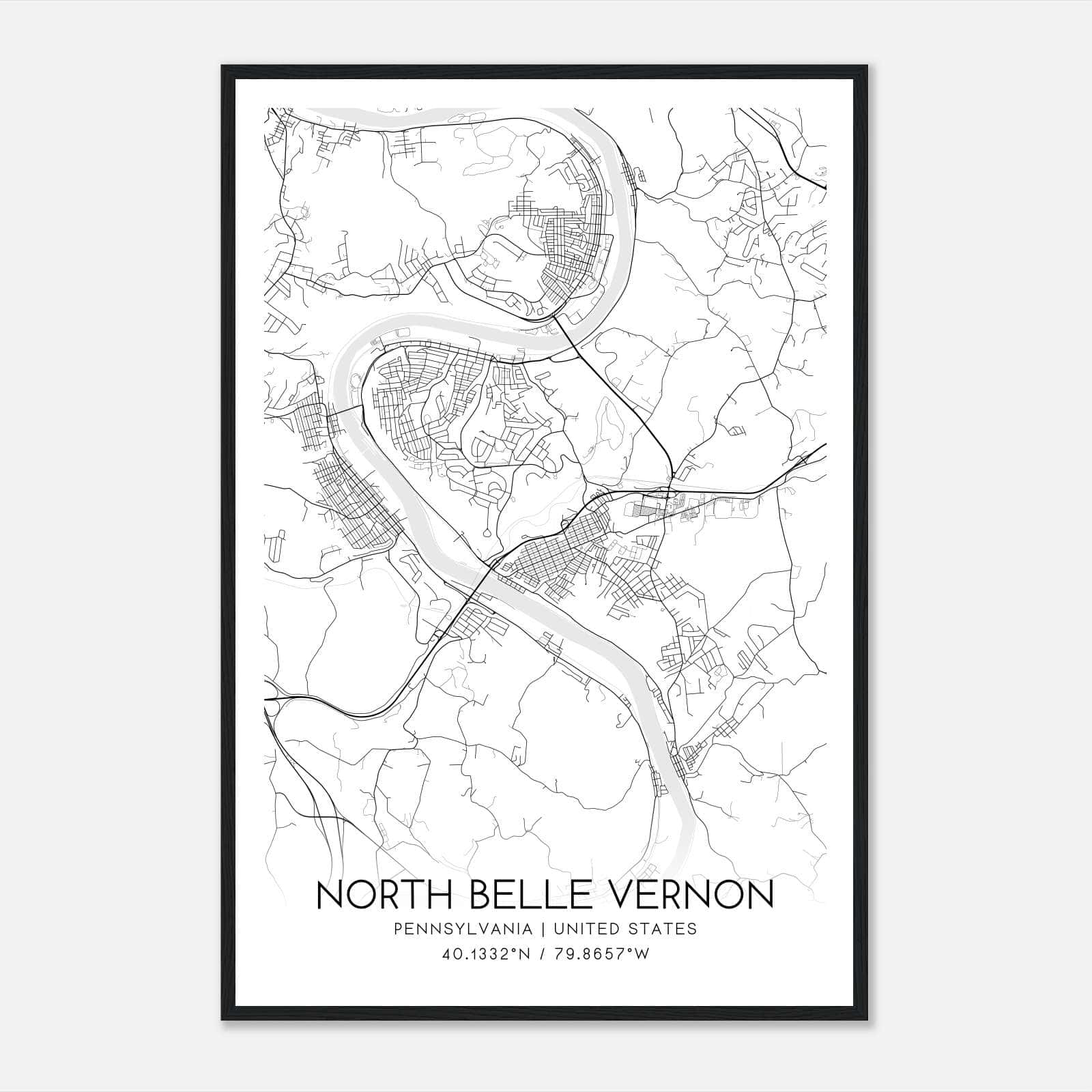North Belle Vernon Pennsylvania Map Poster, Modern Home Decor Wall Art Print North Belle Vernon Pennsylvania Map Poster, Modern Home Decor Wall Art Print