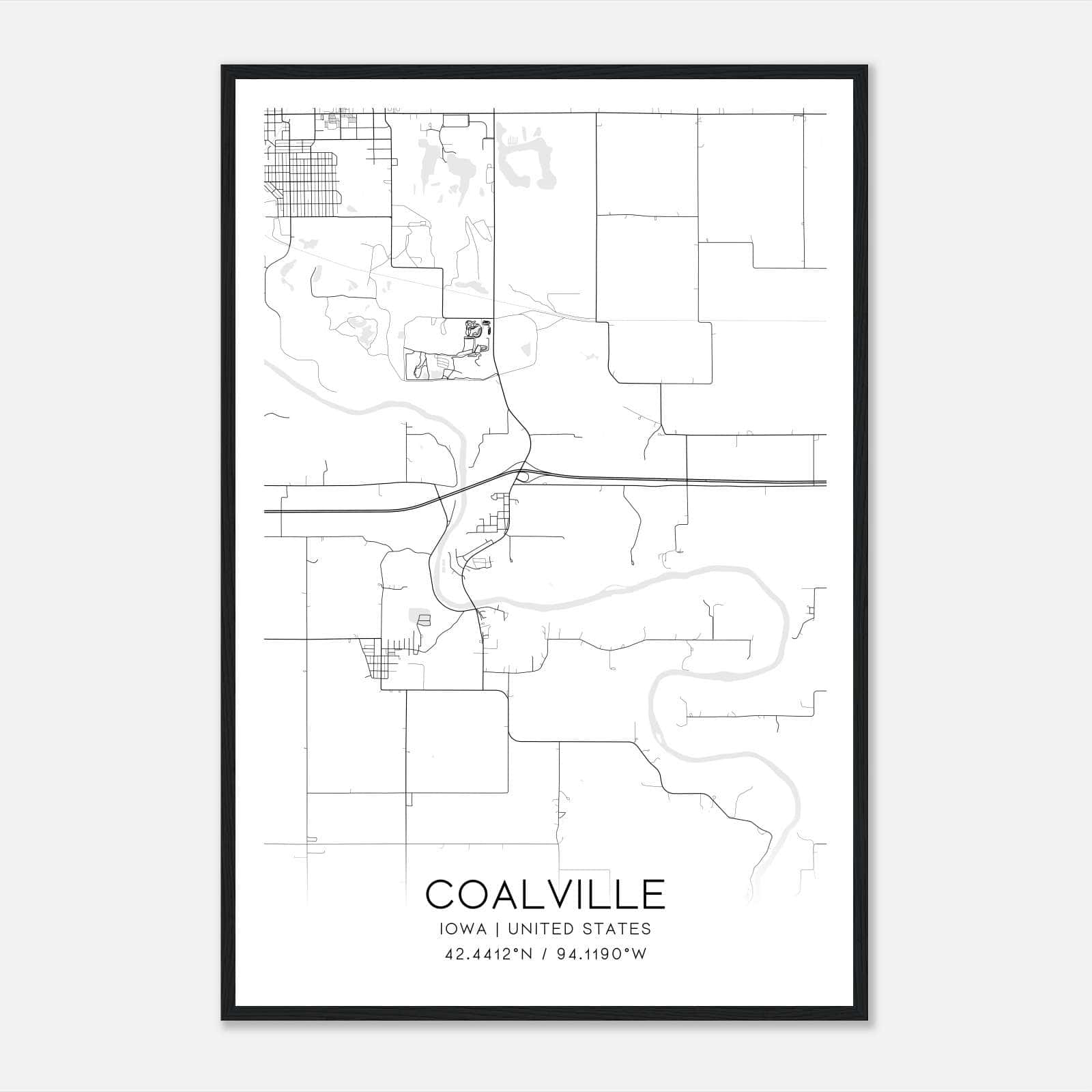 Coalville Iowa Map Poster, Modern Home Decor Wall Art Print Coalville Iowa Map Poster, Modern Home Decor Wall Art Print