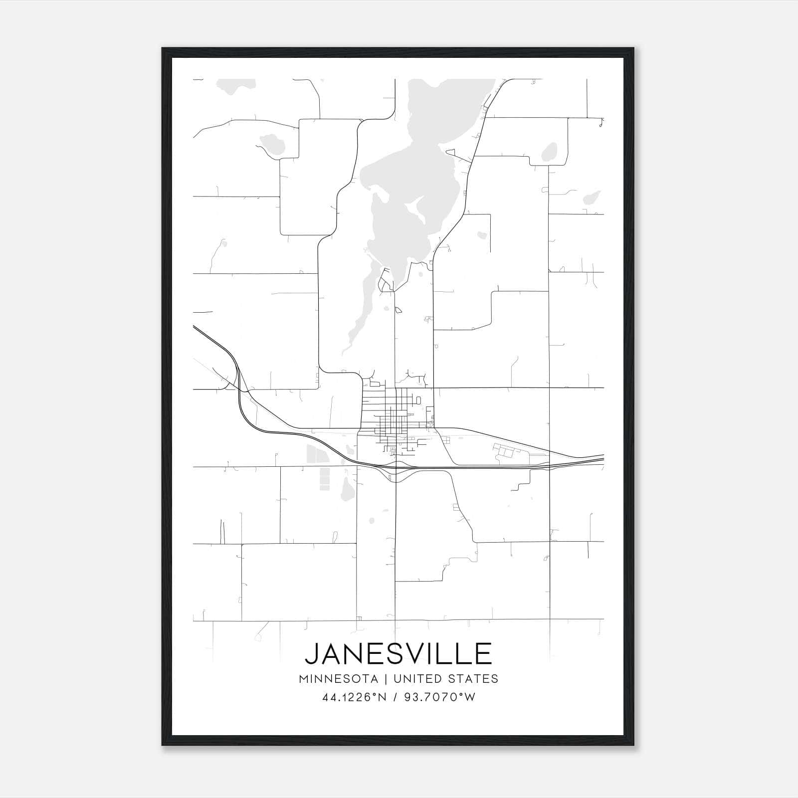 Janesville Minnesota Map Poster, Modern Home Decor Wall Art Print Janesville Minnesota Map Poster, Modern Home Decor Wall Art Print