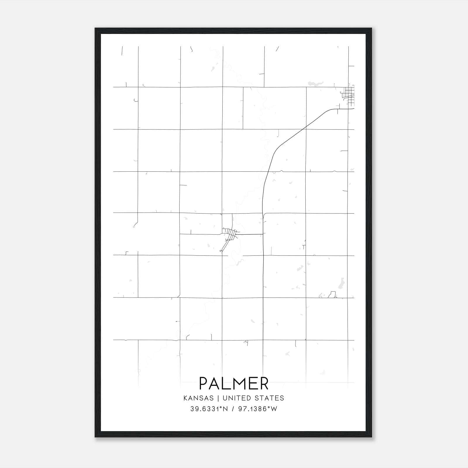 Palmer Kansas Map Poster, Modern Home Decor Wall Art Print Palmer Kansas Map Poster, Modern Home Decor Wall Art Print