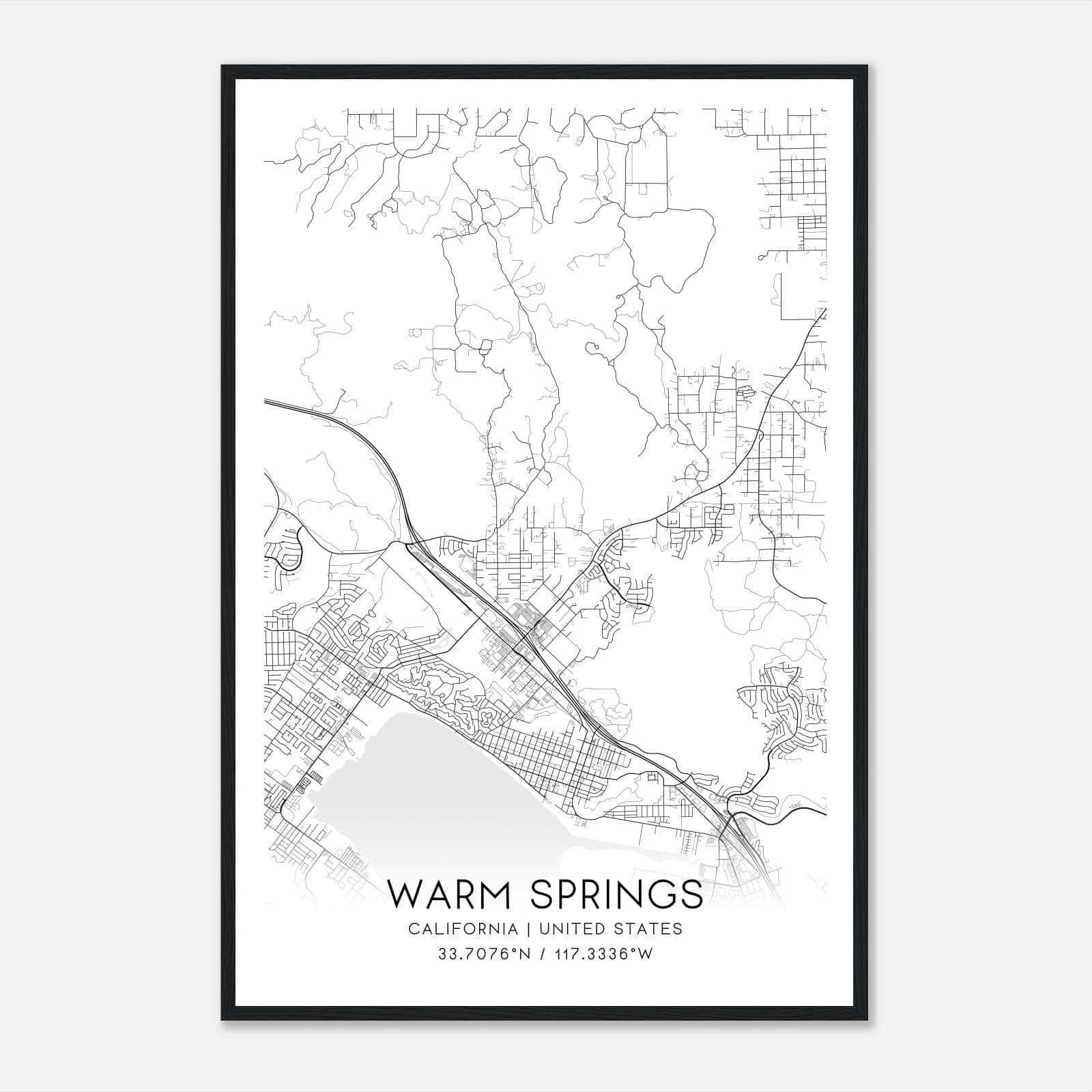 Warm Springs California Map Poster, Modern Home Decor Wall Art Print Warm Springs California Map Poster, Modern Home Decor Wall Art Print