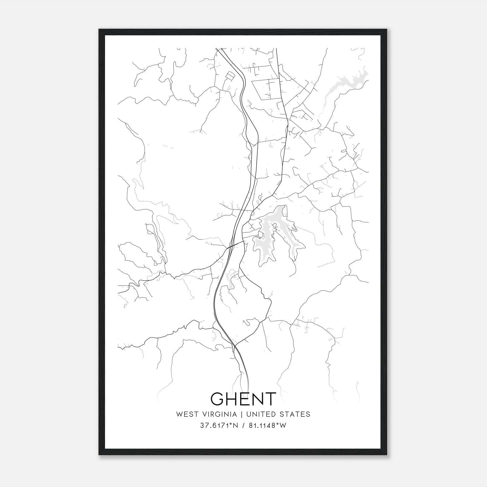 Ghent West Virginia Map Poster, Modern Home Decor Wall Art Print Ghent West Virginia Map Poster, Modern Home Decor Wall Art Print