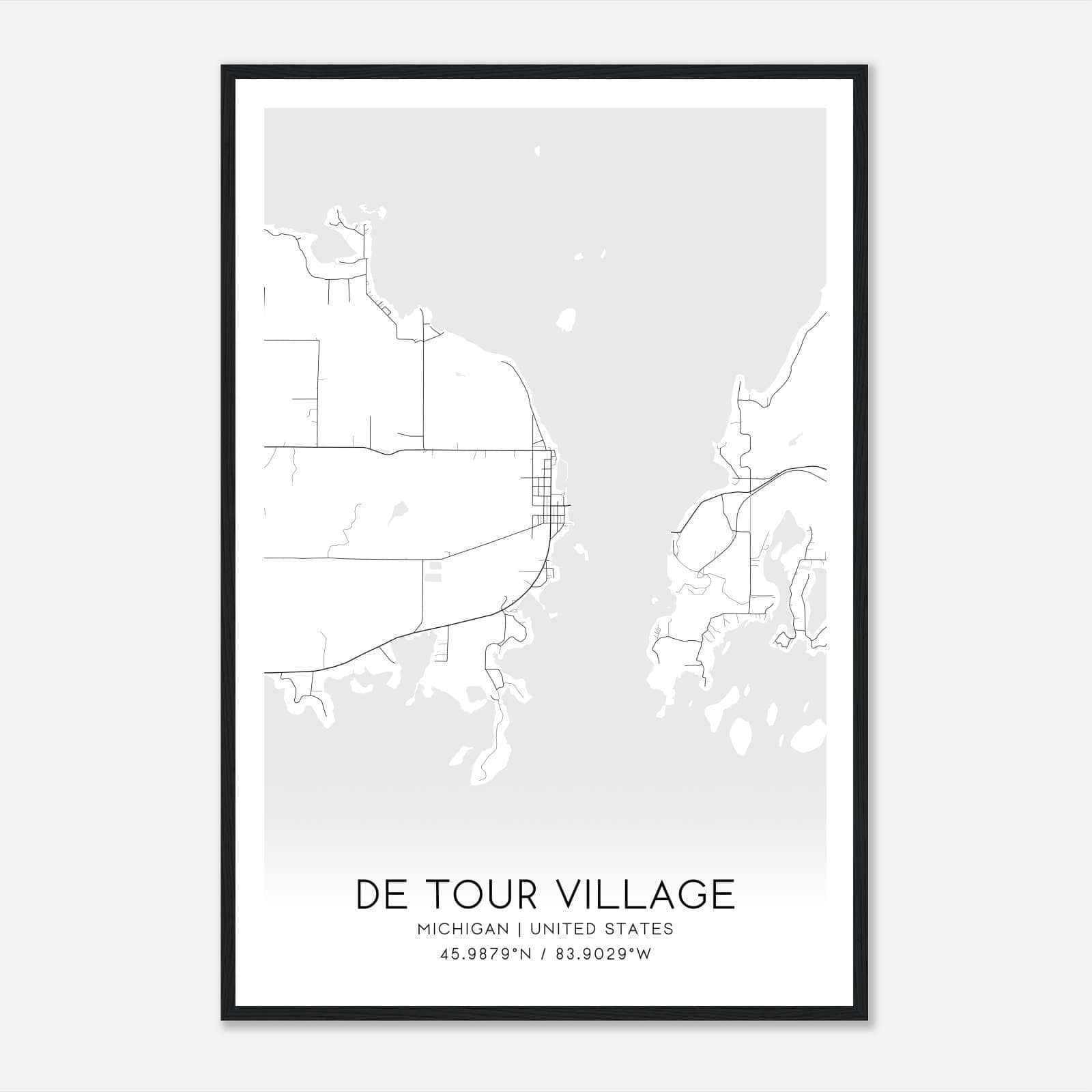 De Tour Village Michigan Map Poster, Modern Home Decor Wall Art Print De Tour Village Michigan Map Poster, Modern Home Decor Wall Art Print