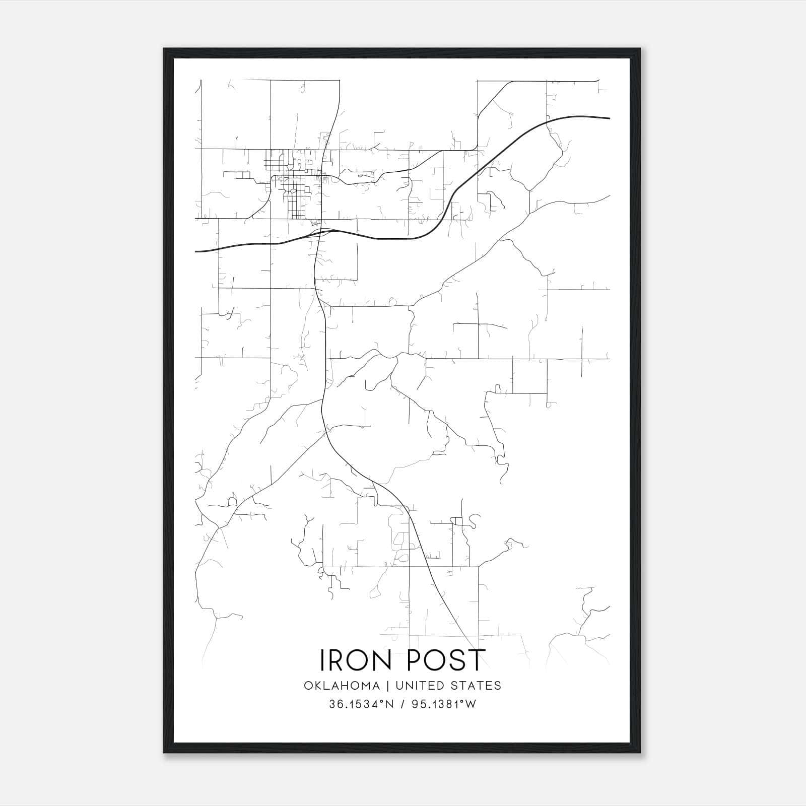 Iron Post Oklahoma Map Poster, Modern Home Decor Wall Art Print Iron Post Oklahoma Map Poster, Modern Home Decor Wall Art Print