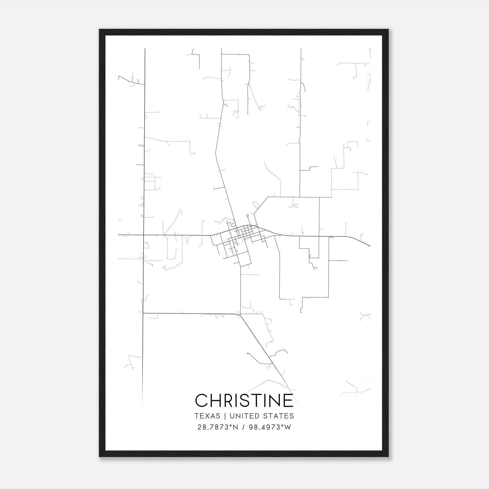 Christine Texas Map Poster, Modern Home Decor Wall Art Print Christine Texas Map Poster, Modern Home Decor Wall Art Print