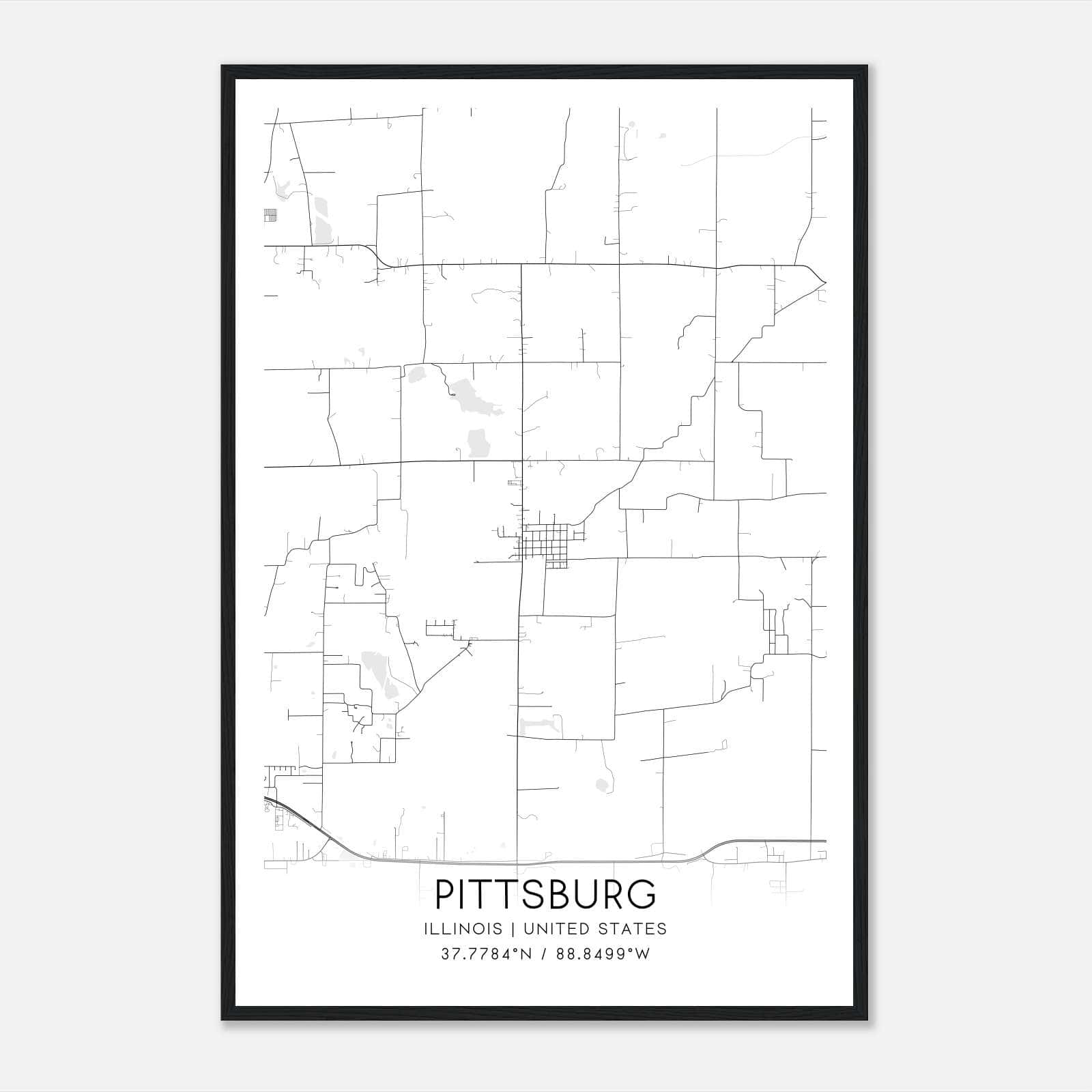 Pittsburg Illinois Map Poster, Modern Home Decor Wall Art Print Pittsburg Illinois Map Poster, Modern Home Decor Wall Art Print