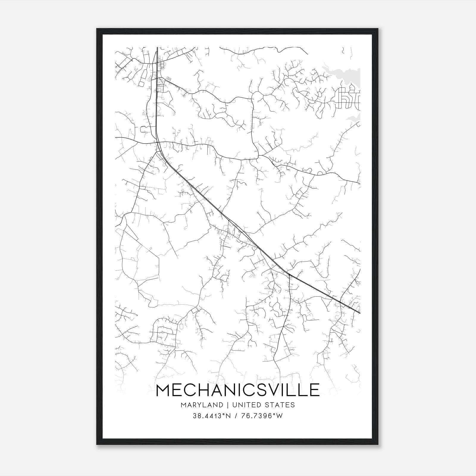 Mechanicsville Maryland Map Poster, Modern Home Decor Wall Art Print Mechanicsville Maryland Map Poster, Modern Home Decor Wall Art Print