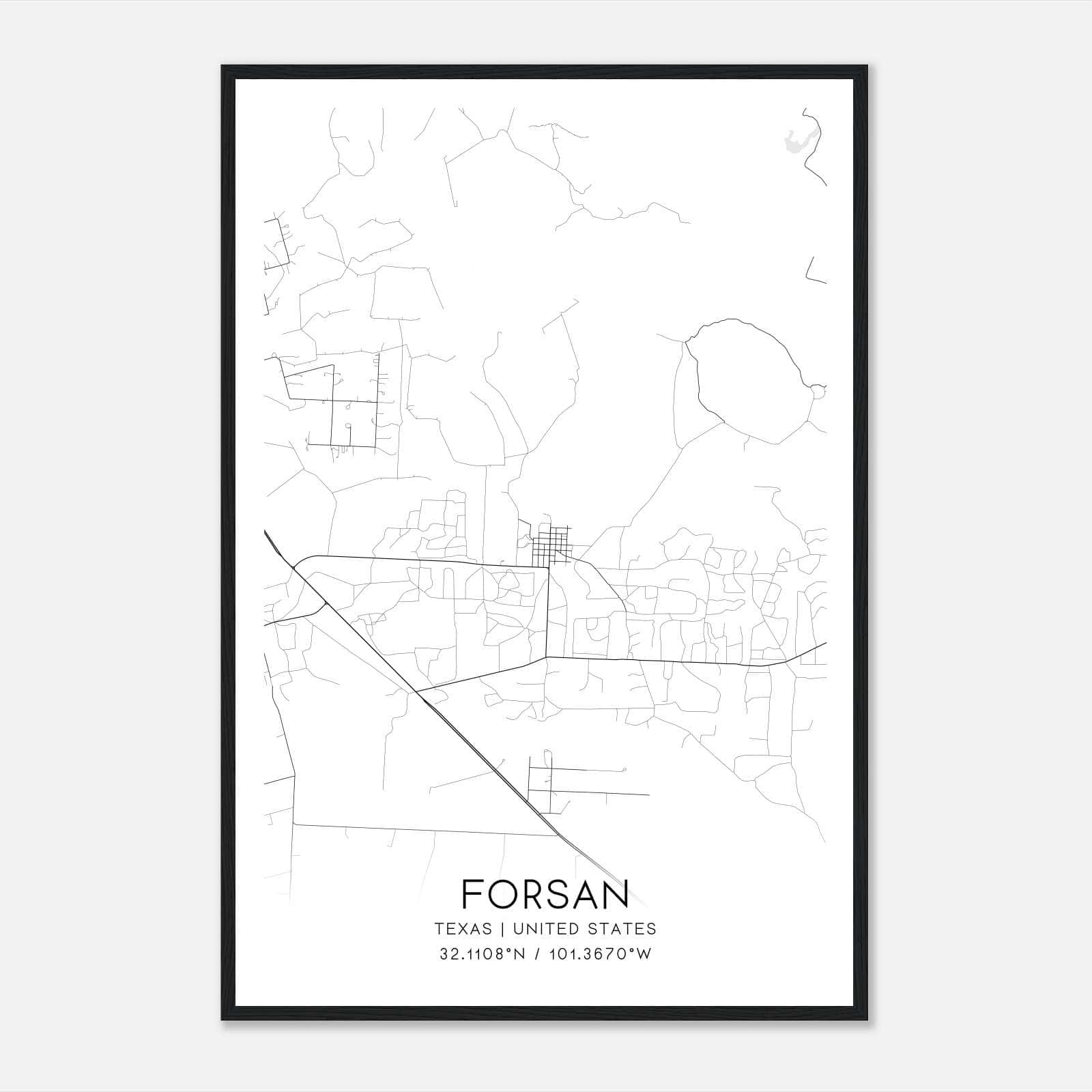 Forsan Texas Map Poster, Modern Home Decor Wall Art Print Forsan Texas Map Poster, Modern Home Decor Wall Art Print