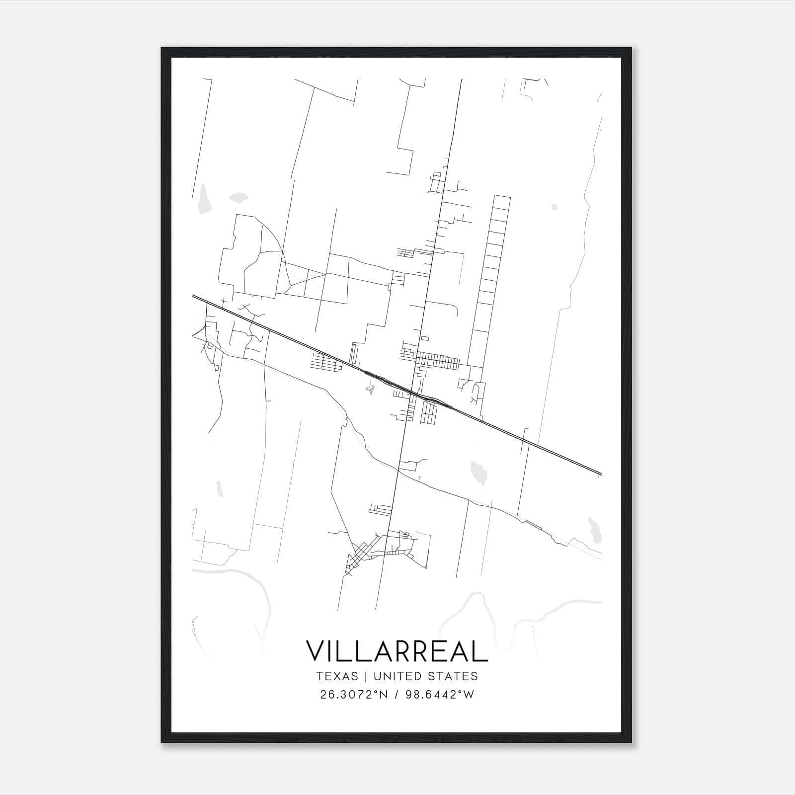 Villarreal Texas Map Poster, Modern Home Decor Wall Art Print Villarreal Texas Map Poster, Modern Home Decor Wall Art Print