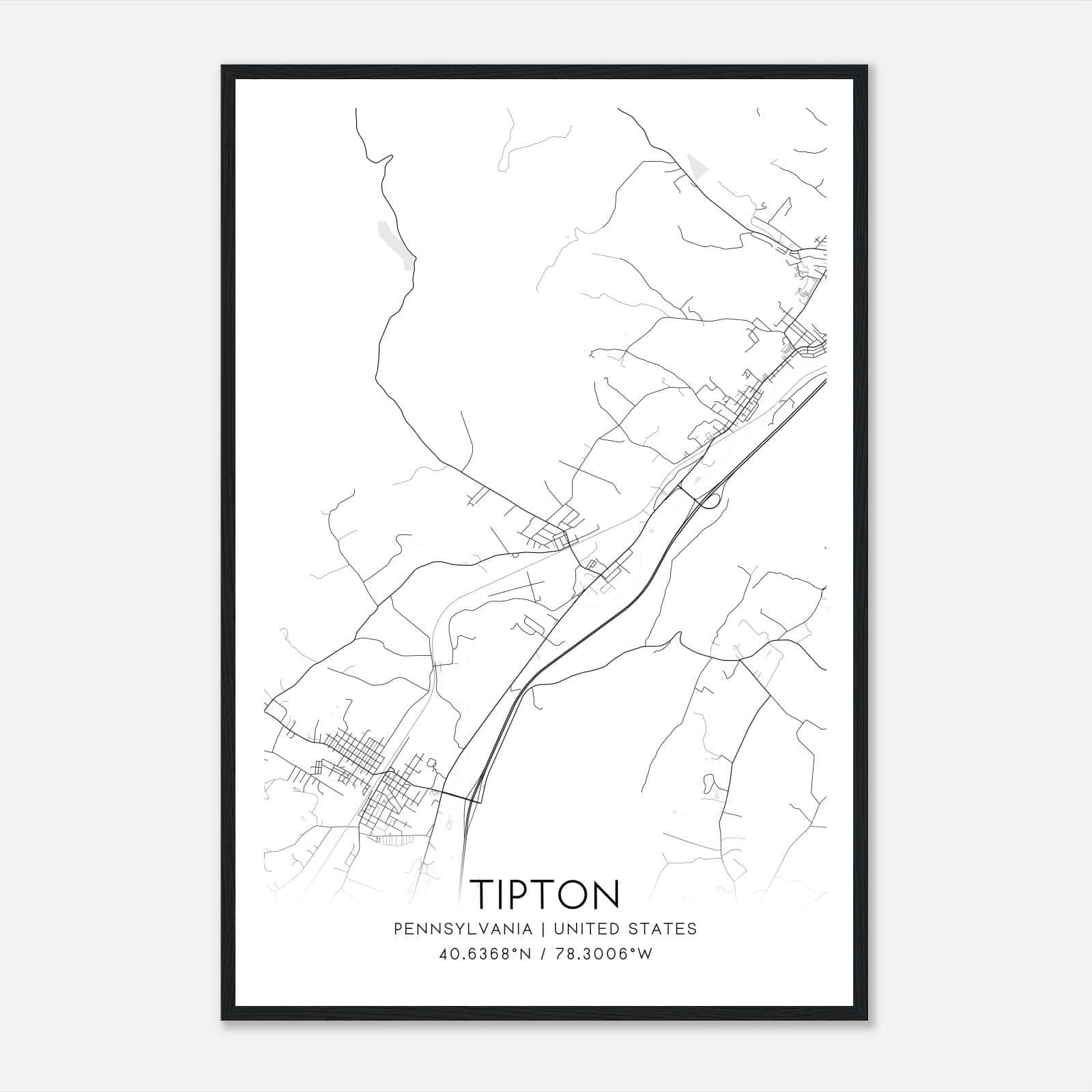 Tipton Pennsylvania Map Poster, Modern Home Decor Wall Art Print Tipton Pennsylvania Map Poster, Modern Home Decor Wall Art Print