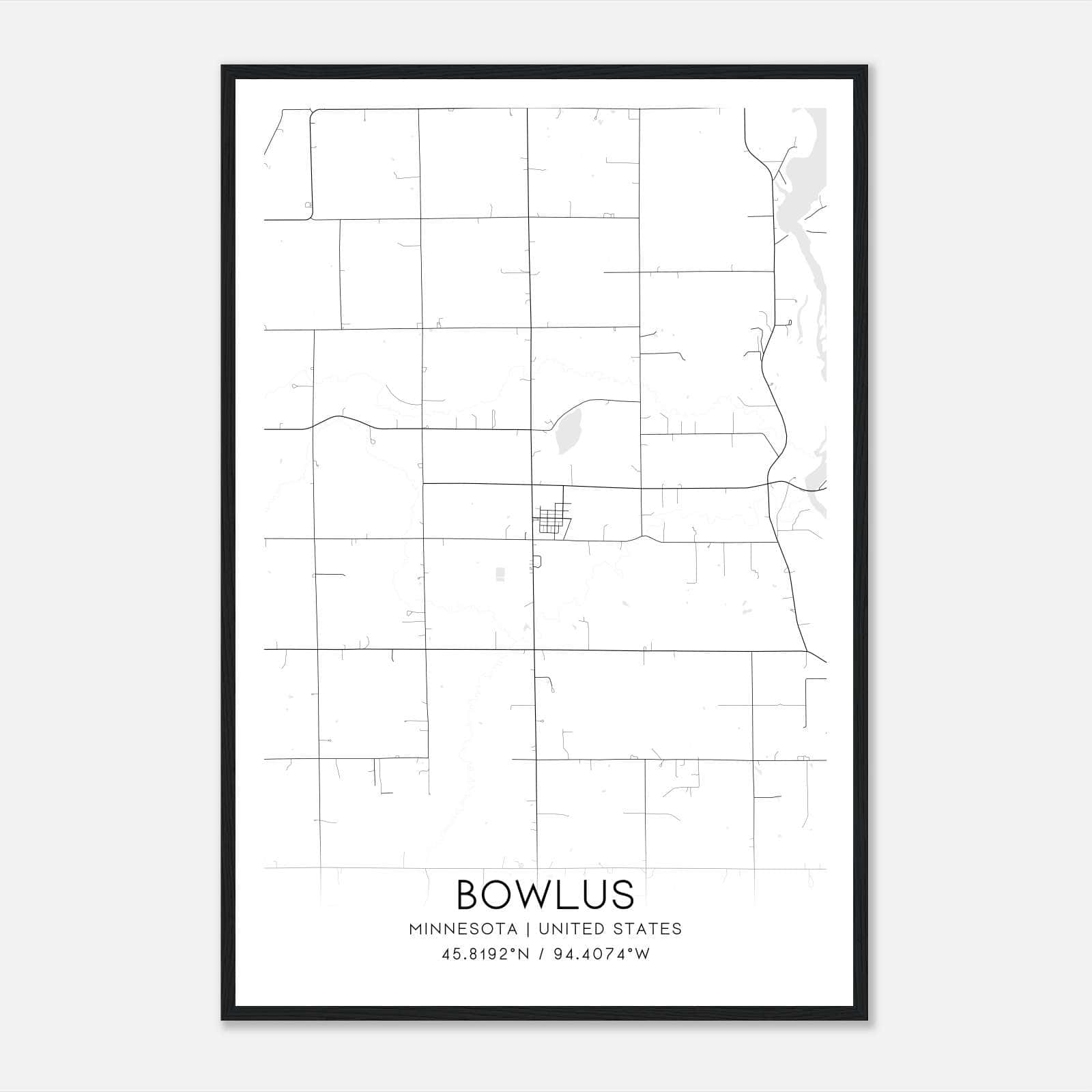 Bowlus Minnesota Map Poster, Modern Home Decor Wall Art Print Bowlus Minnesota Map Poster, Modern Home Decor Wall Art Print