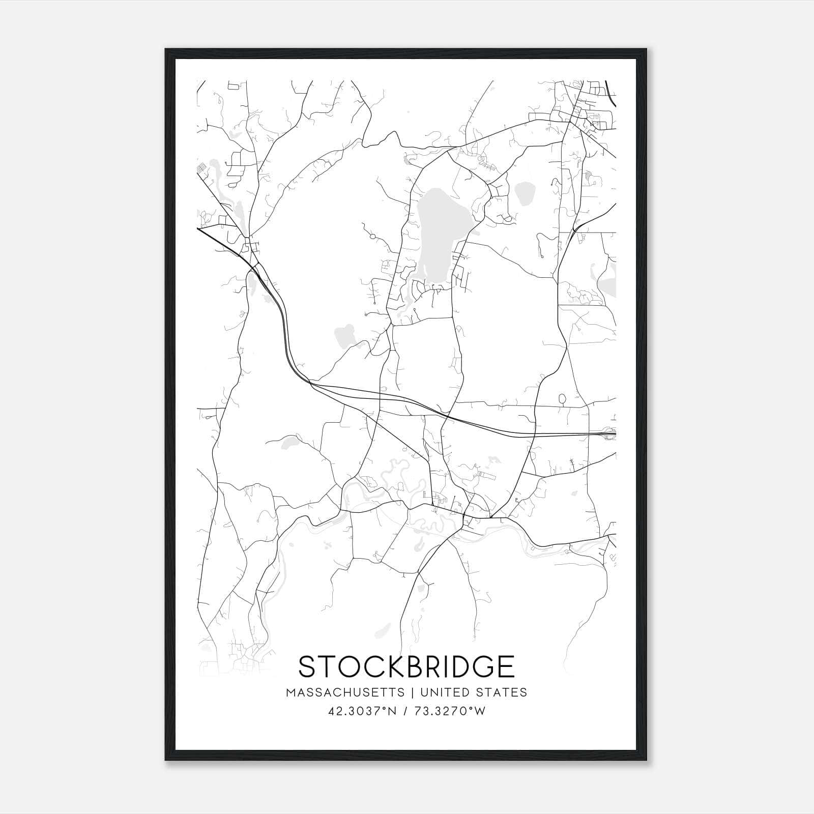 Stockbridge Massachusetts Map Poster, Modern Home Decor Wall Art Print Stockbridge Massachusetts Map Poster, Modern Home Decor Wall Art Print