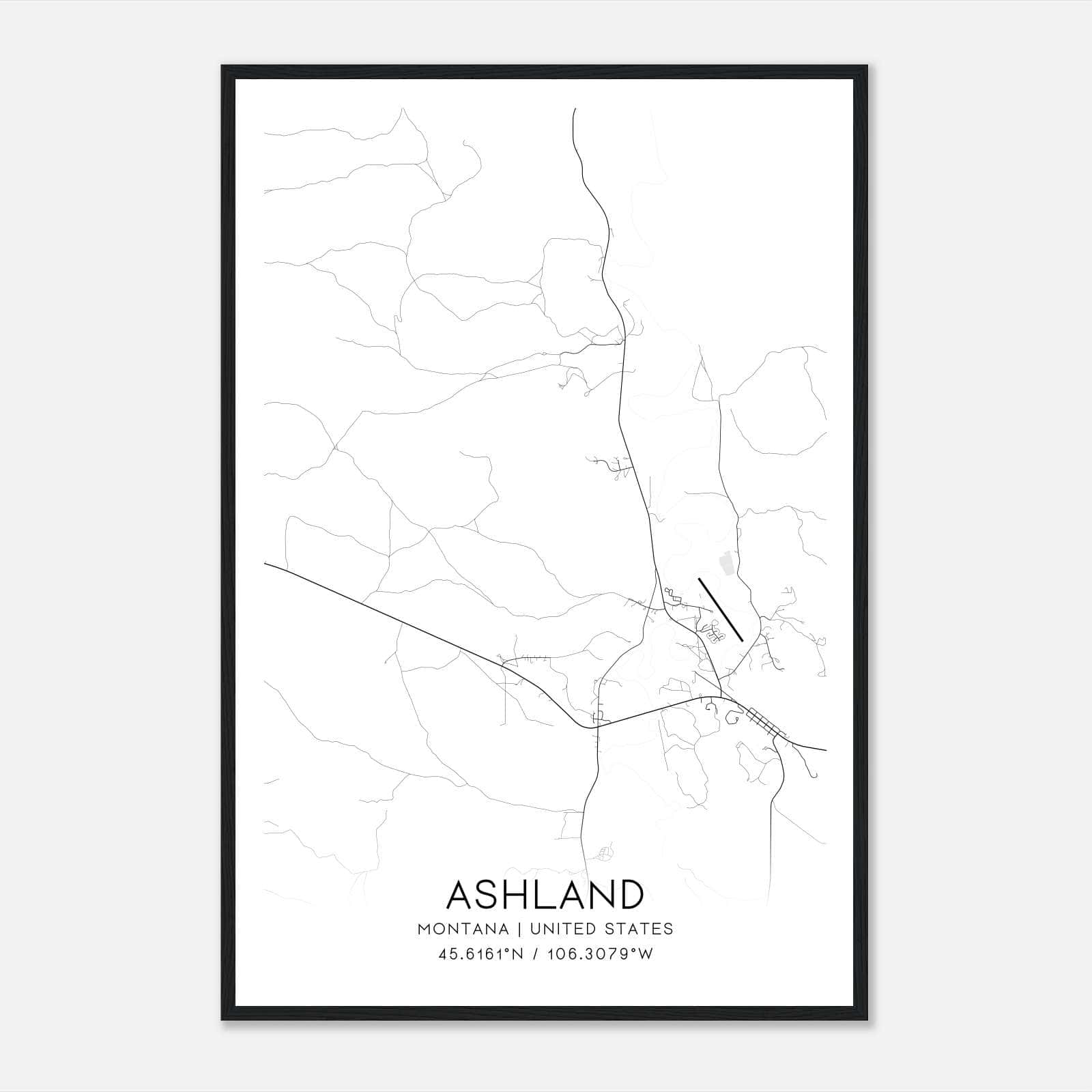 Ashland Montana Map Poster, Modern Home Decor Wall Art Print Ashland Montana Map Poster, Modern Home Decor Wall Art Print