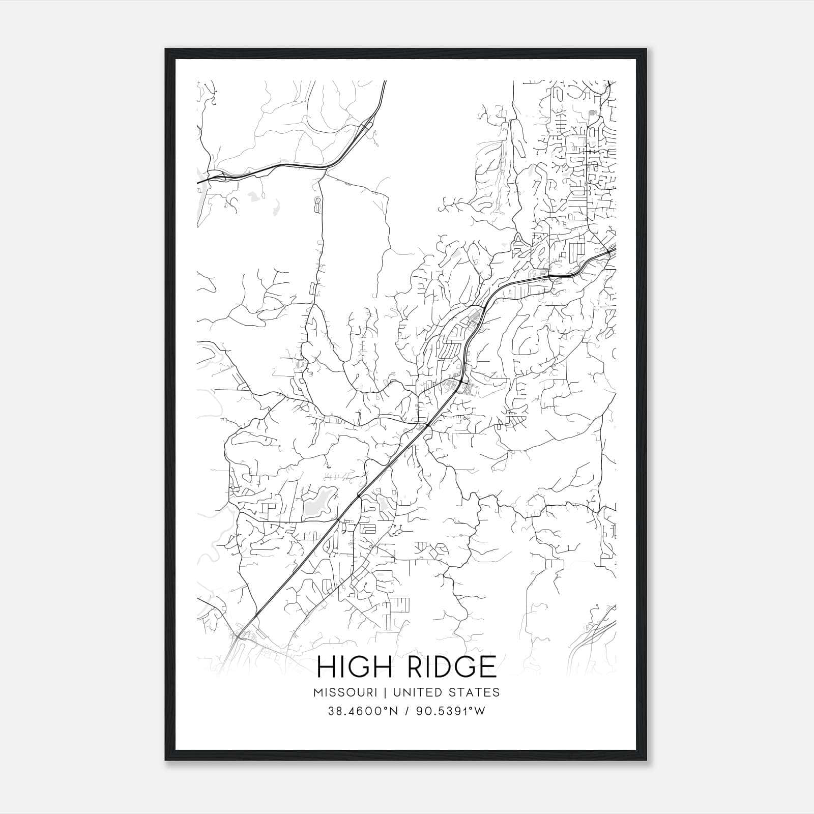 High Ridge Missouri Map Poster, Modern Home Decor Wall Art Print High Ridge Missouri Map Poster, Modern Home Decor Wall Art Print