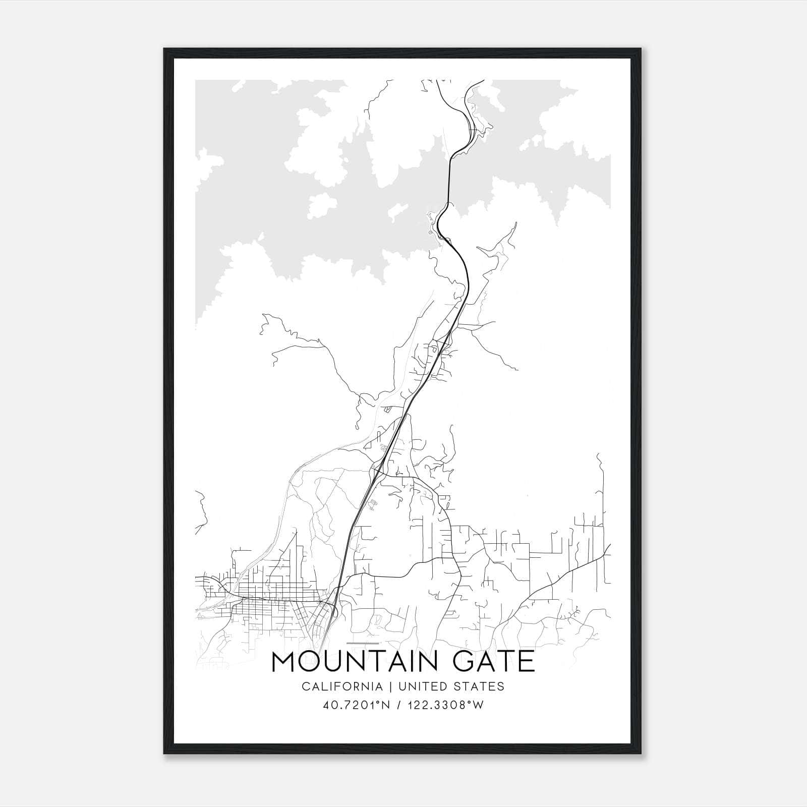 Mountain Gate California Map Poster, Modern Home Decor Wall Art Print Mountain Gate California Map Poster, Modern Home Decor Wall Art Print
