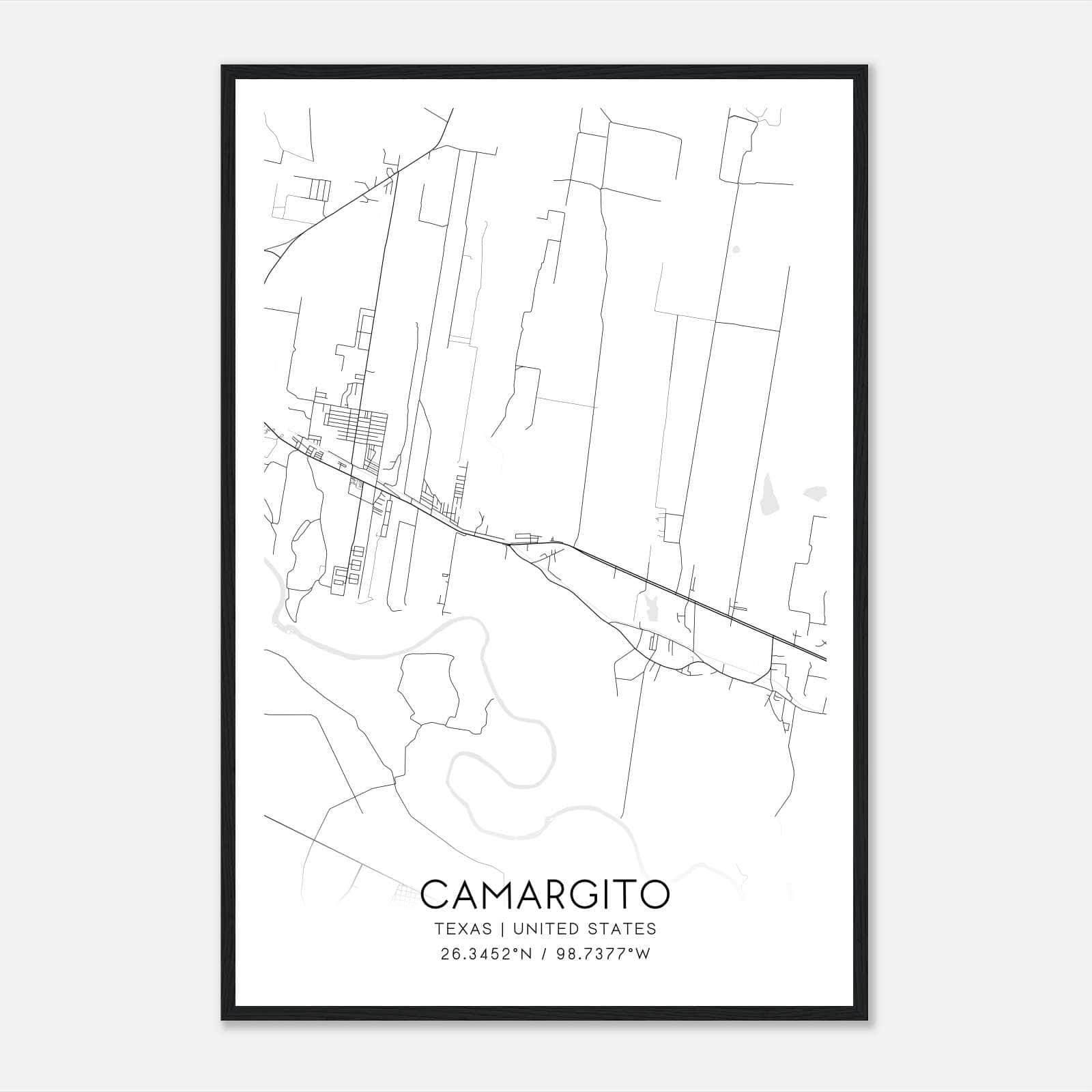 Camargito Texas Map Poster, Modern Home Decor Wall Art Print Camargito Texas Map Poster, Modern Home Decor Wall Art Print