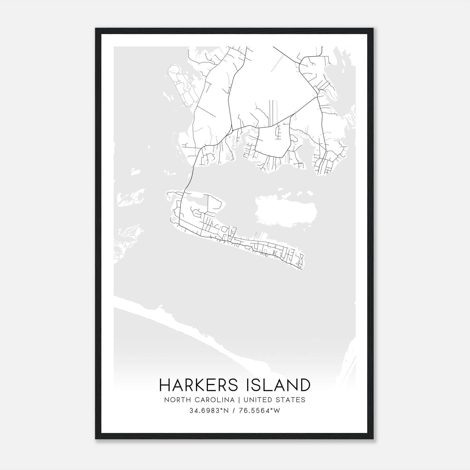 Harkers Island North Carolina Map Poster, Modern Home Decor Wall Art Print Harkers Island North Carolina Map Poster, Modern Home Decor Wall Art Print