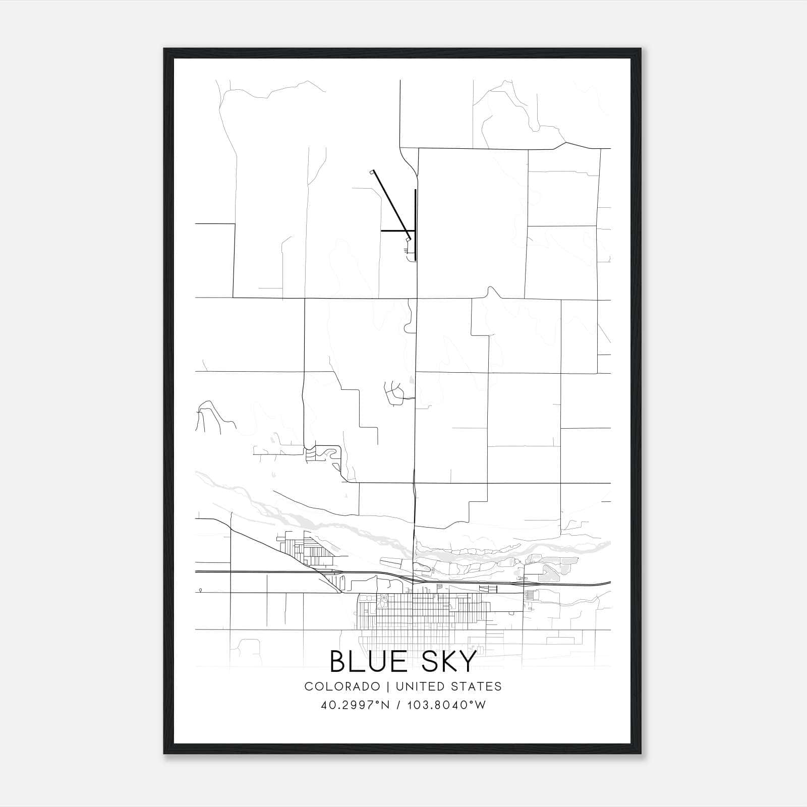 Blue Sky Colorado Map Poster, Modern Home Decor Wall Art Print Blue Sky Colorado Map Poster, Modern Home Decor Wall Art Print