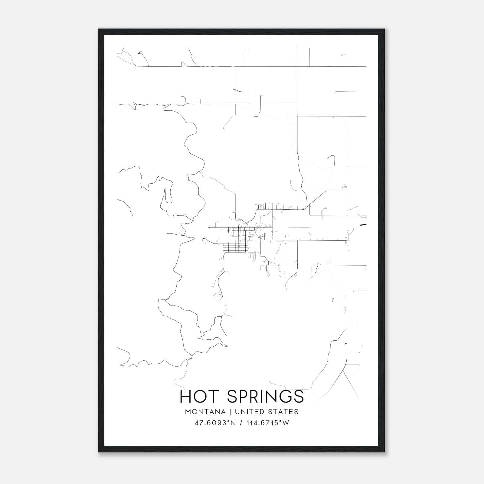 Hot Springs Montana Map Poster, Modern Home Decor Wall Art Print Hot Springs Montana Map Poster, Modern Home Decor Wall Art Print