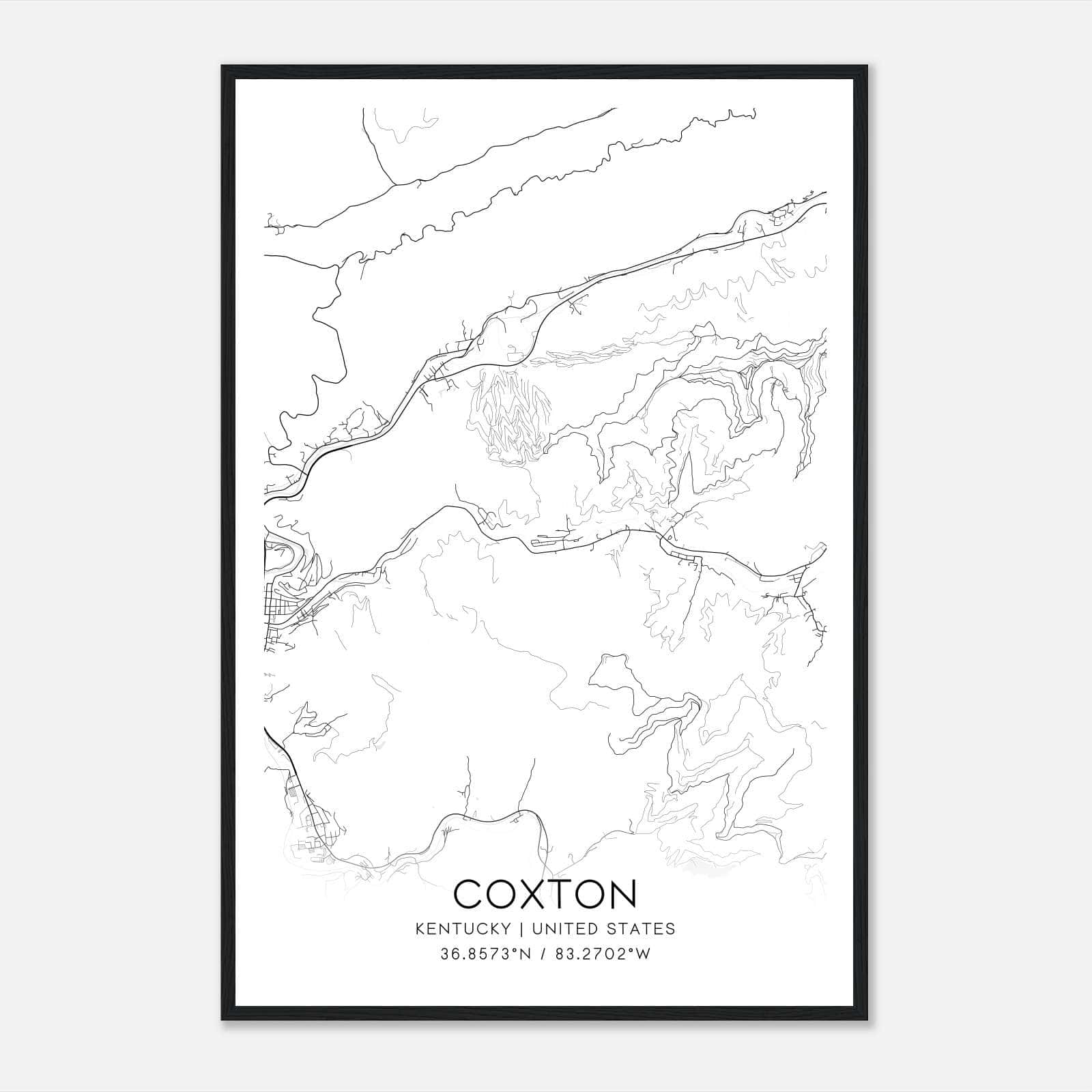 Coxton Kentucky Map Poster, Modern Home Decor Wall Art Print Coxton Kentucky Map Poster, Modern Home Decor Wall Art Print