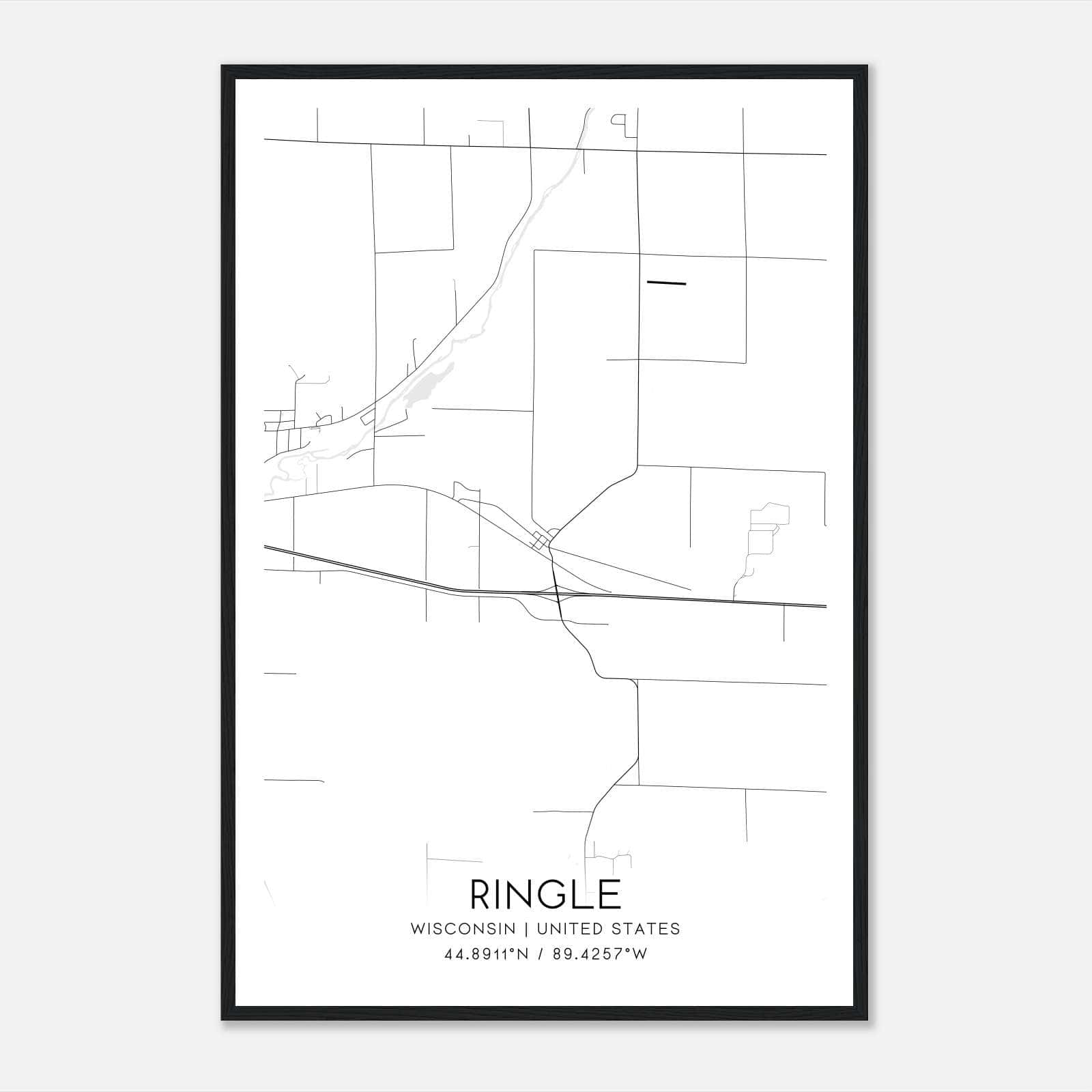 Ringle Wisconsin Map Poster, Modern Home Decor Wall Art Print Ringle Wisconsin Map Poster, Modern Home Decor Wall Art Print