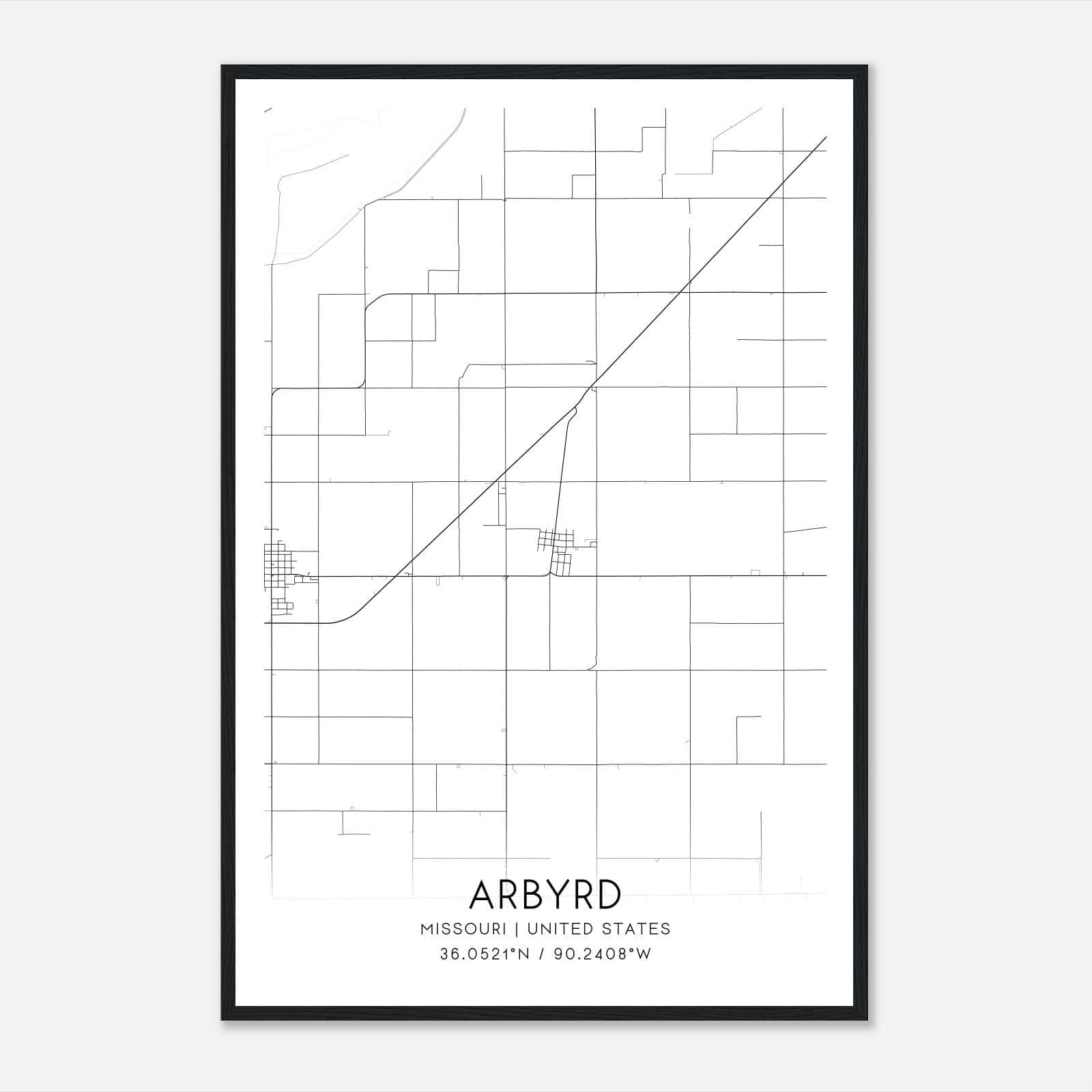 Arbyrd Missouri Map Poster, Modern Home Decor Wall Art Print Arbyrd Missouri Map Poster, Modern Home Decor Wall Art Print