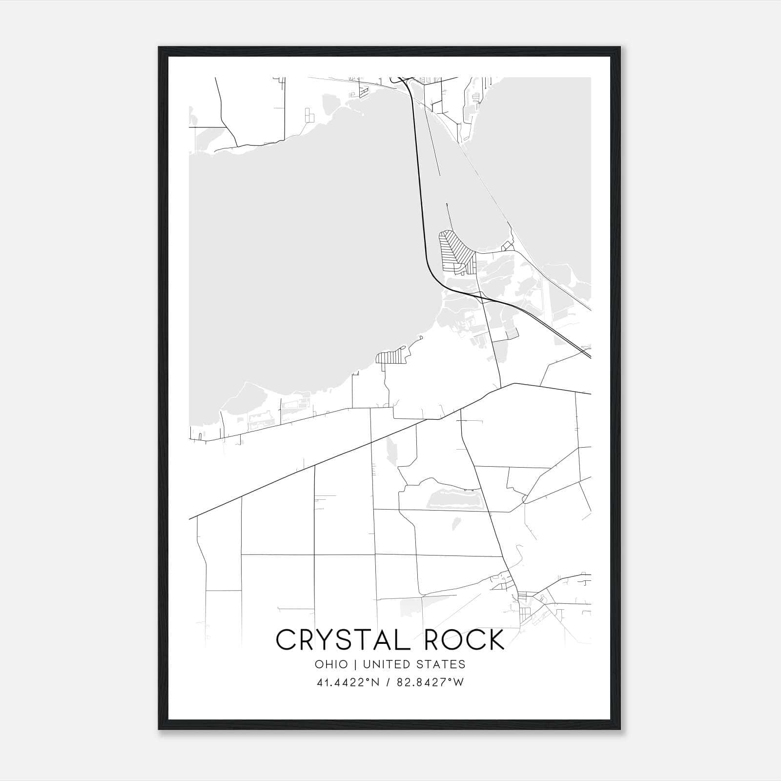 Crystal Rock Ohio Map Poster, Modern Home Decor Wall Art Print Crystal Rock Ohio Map Poster, Modern Home Decor Wall Art Print