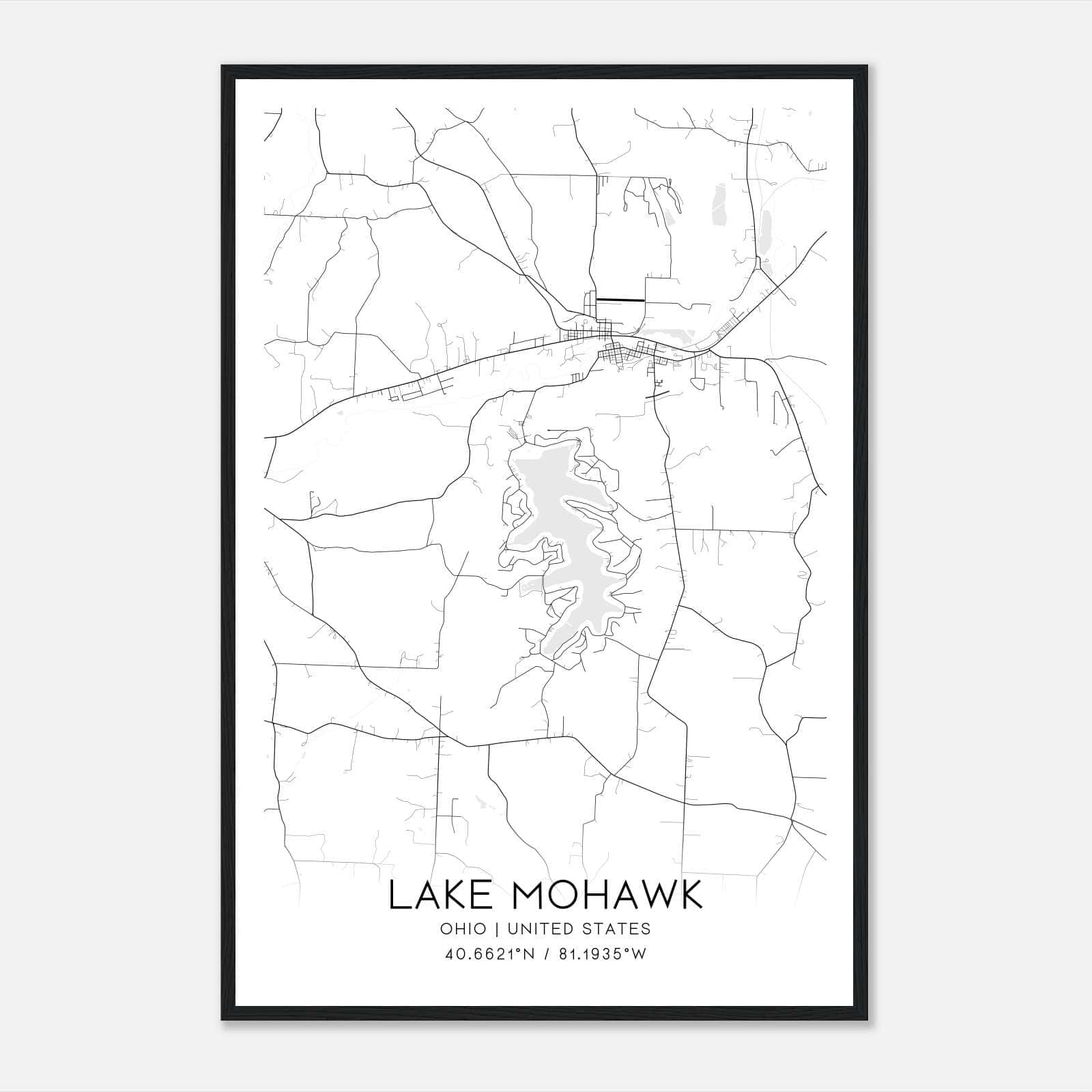 Lake Mohawk Ohio Map Poster, Modern Home Decor Wall Art Print Lake Mohawk Ohio Map Poster, Modern Home Decor Wall Art Print
