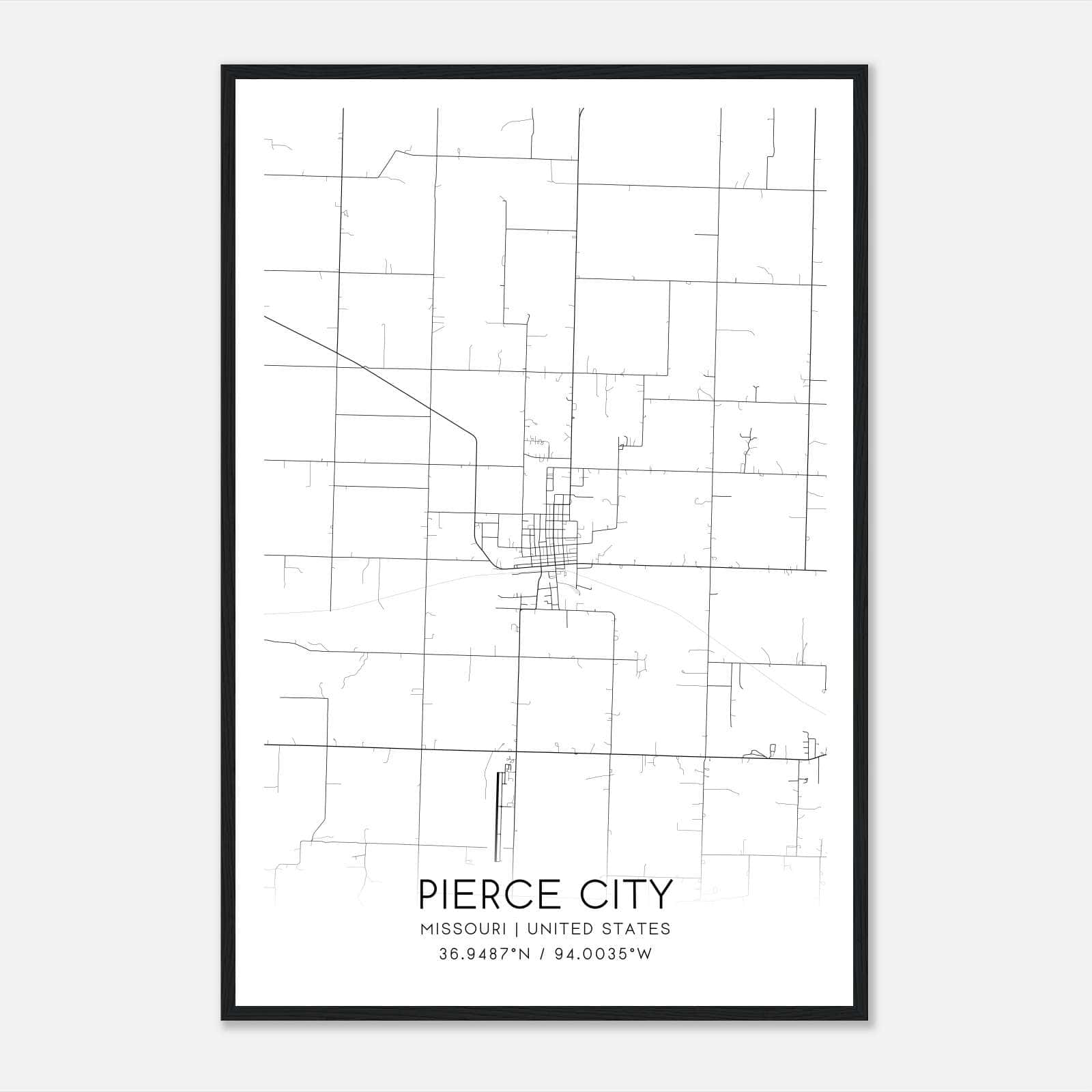 Pierce City Missouri Map Poster, Modern Home Decor Wall Art Print Pierce City Missouri Map Poster, Modern Home Decor Wall Art Print