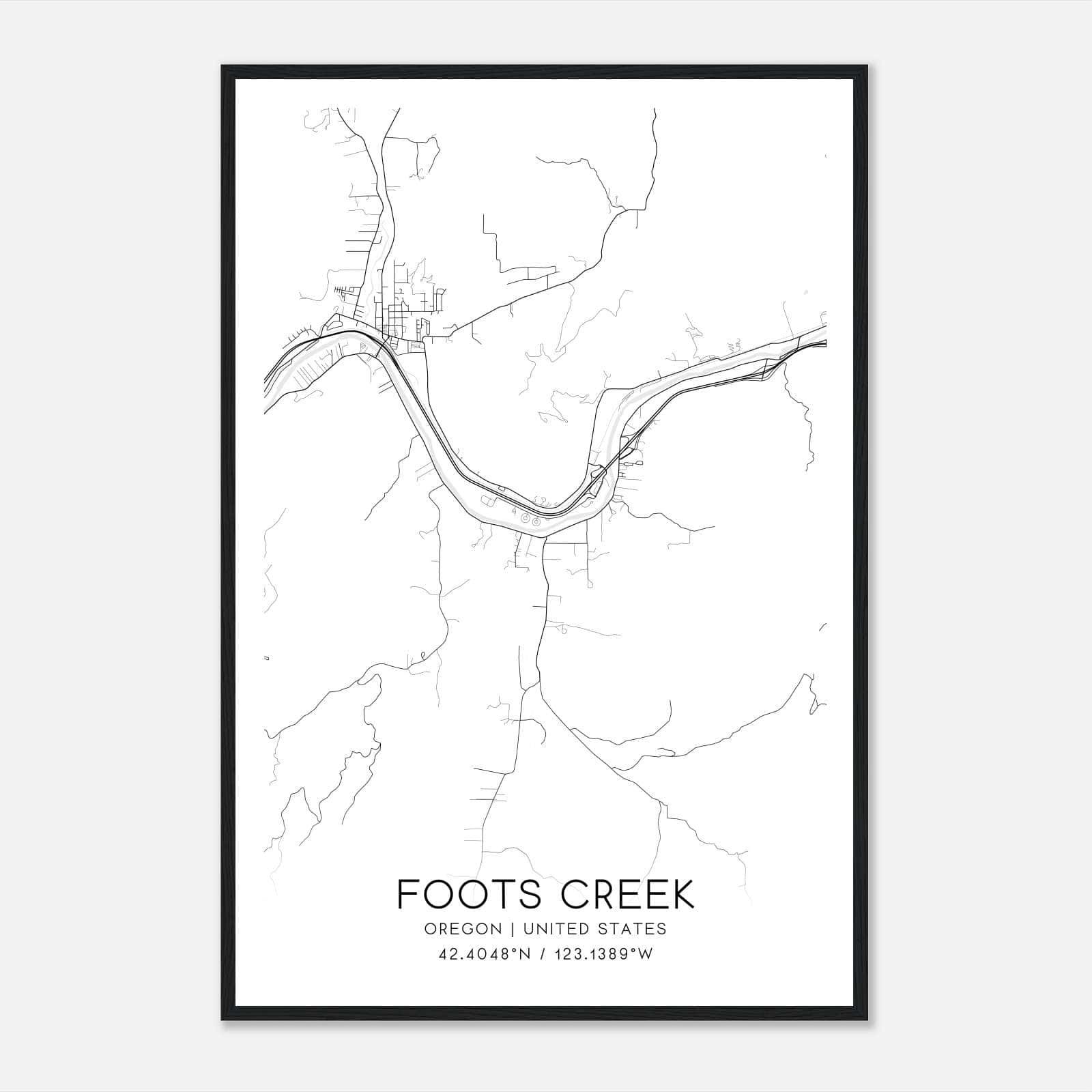 Foots Creek Oregon Map Poster, Modern Home Decor Wall Art Print Foots Creek Oregon Map Poster, Modern Home Decor Wall Art Print