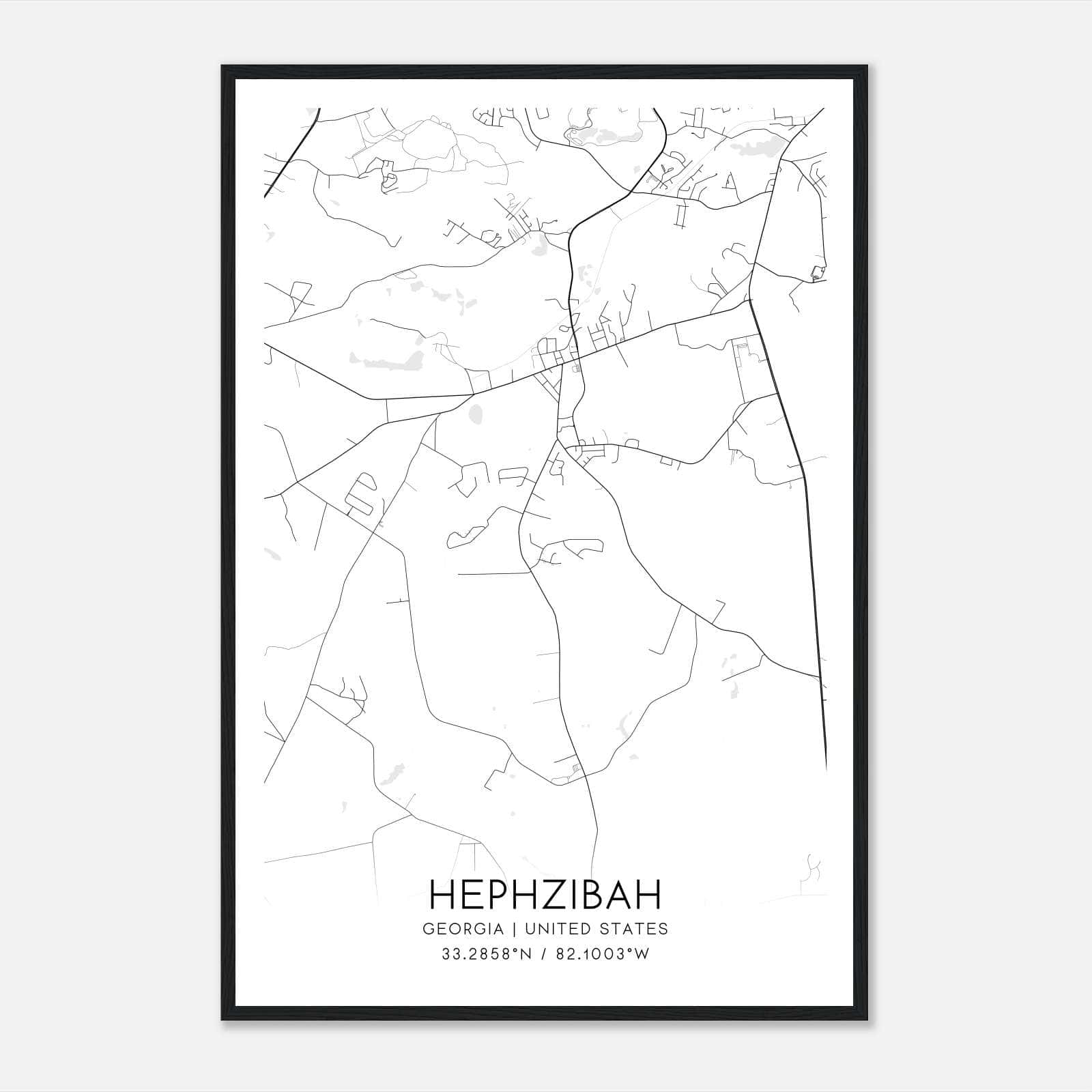 Hephzibah Georgia Map Poster, Modern Home Decor Wall Art Print Hephzibah Georgia Map Poster, Modern Home Decor Wall Art Print