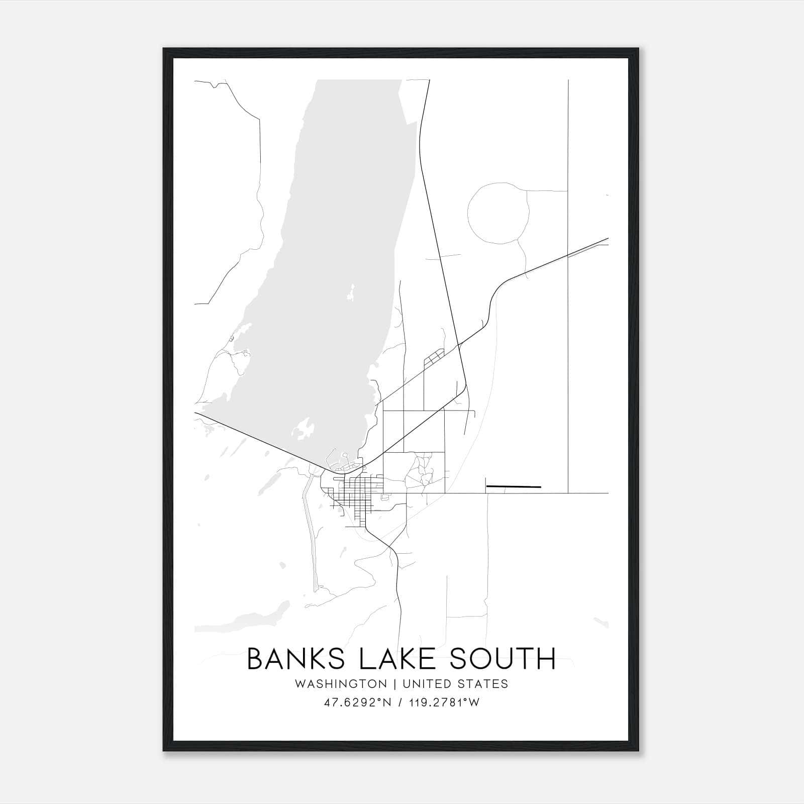 Banks Lake South Washington Map Poster, Modern Home Decor Wall Art Print Banks Lake South Washington Map Poster, Modern Home Decor Wall Art Print