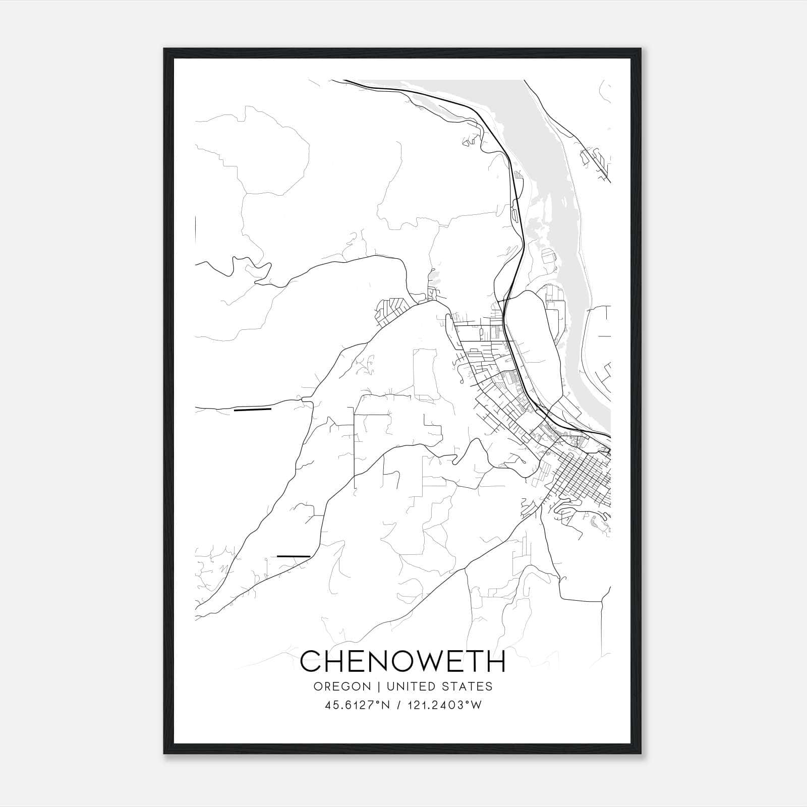 Chenoweth Oregon Map Poster, Modern Home Decor Wall Art Print Chenoweth Oregon Map Poster, Modern Home Decor Wall Art Print