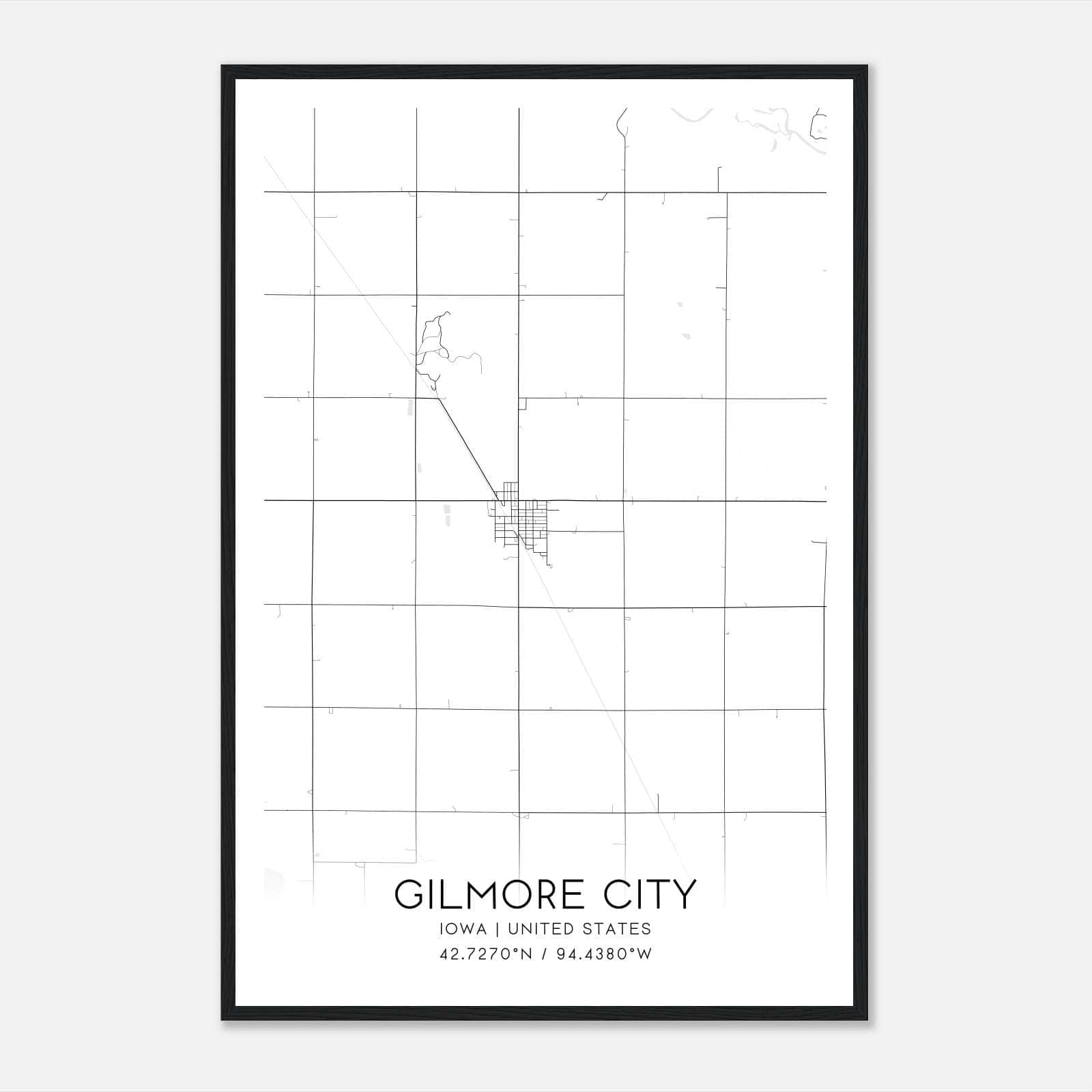 Gilmore City Iowa Map Poster, Modern Home Decor Wall Art Print Gilmore City Iowa Map Poster, Modern Home Decor Wall Art Print