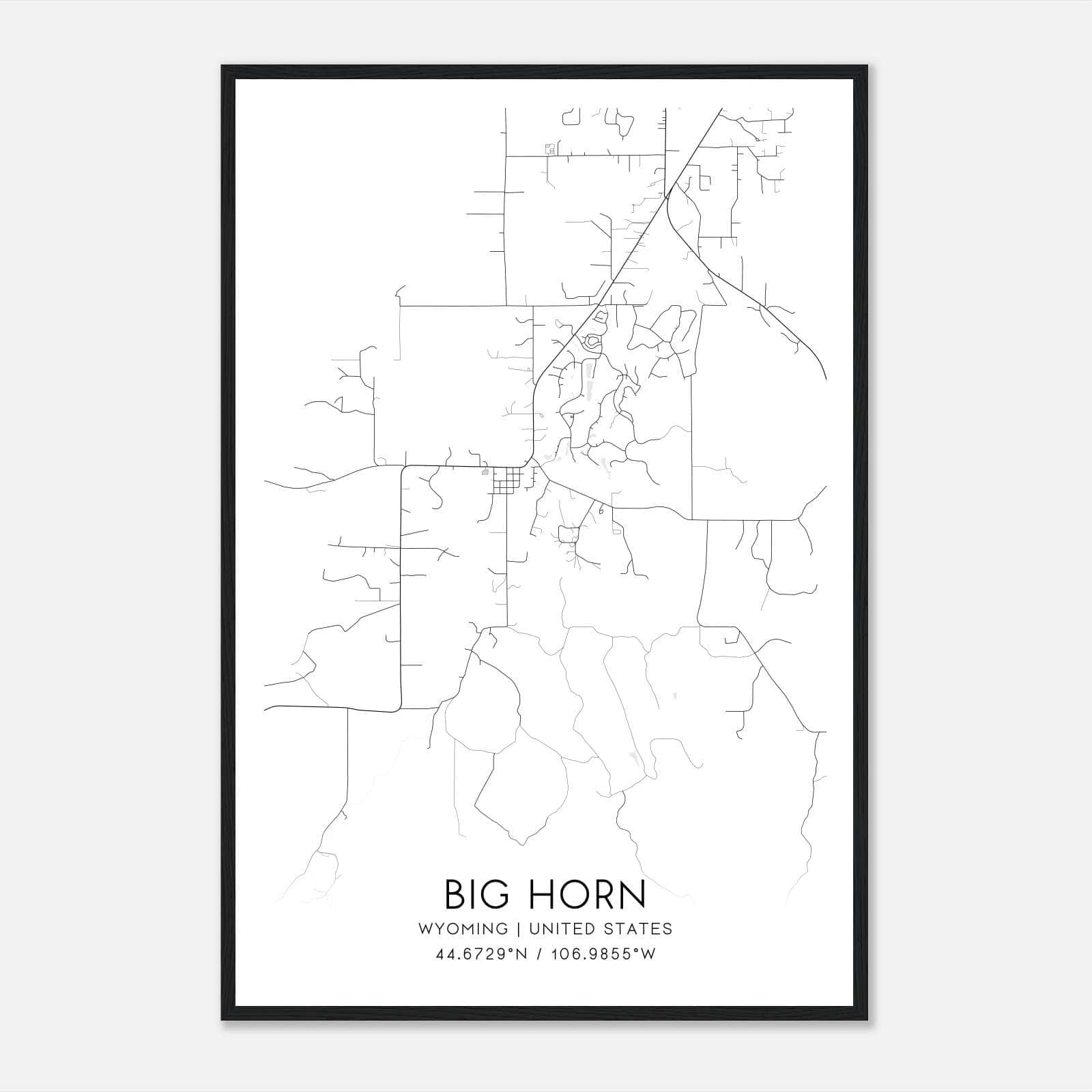 Big Horn Wyoming Map Poster, Modern Home Decor Wall Art Print Big Horn Wyoming Map Poster, Modern Home Decor Wall Art Print