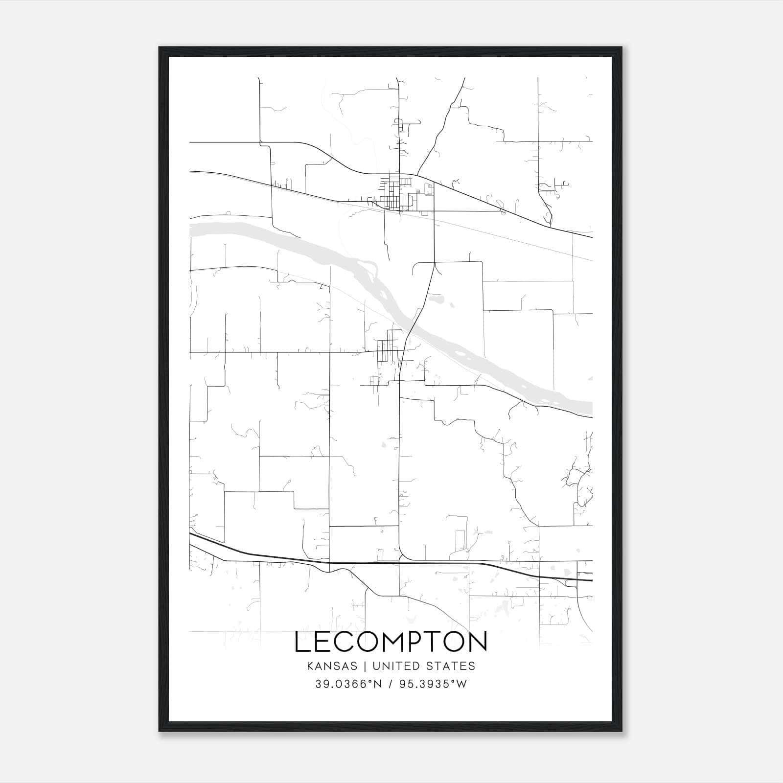 Lecompton Kansas Map Poster, Modern Home Decor Wall Art Print Lecompton Kansas Map Poster, Modern Home Decor Wall Art Print