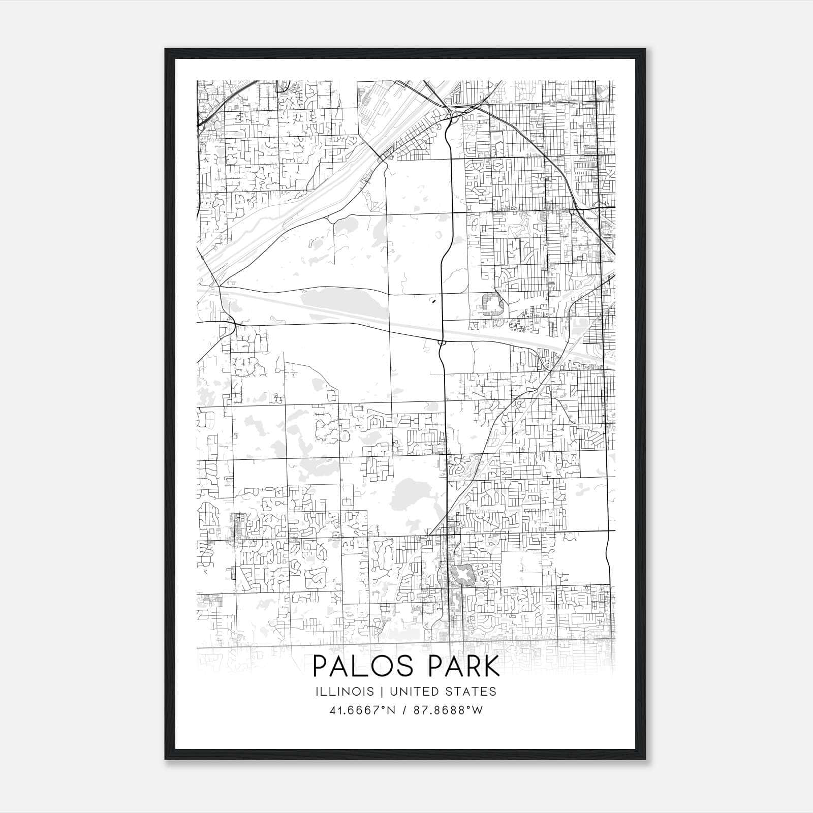 Palos Park Illinois Map Poster, Modern Home Decor Wall Art Print Palos Park Illinois Map Poster, Modern Home Decor Wall Art Print