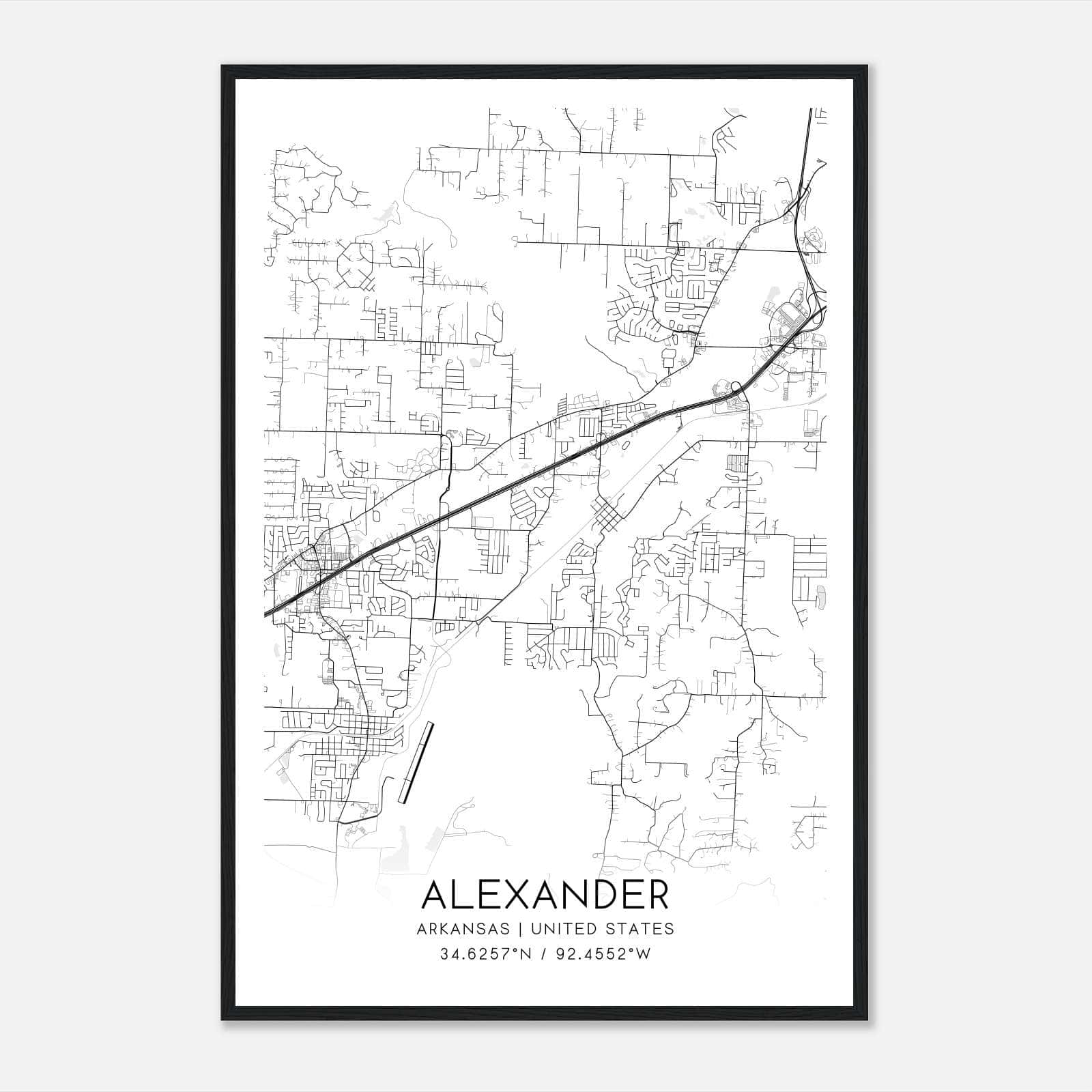 Alexander Arkansas Map Poster, Modern Home Decor Wall Art Print Alexander Arkansas Map Poster, Modern Home Decor Wall Art Print