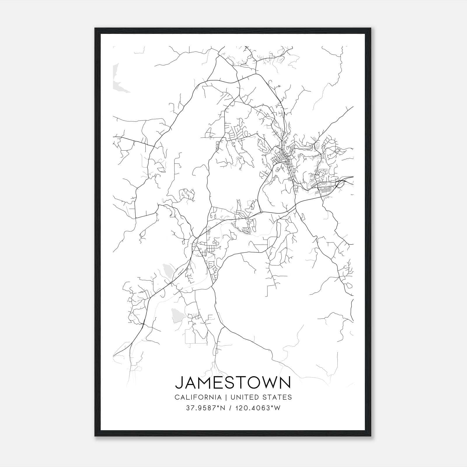 Jamestown California Map Poster, Modern Home Decor Wall Art Print Jamestown California Map Poster, Modern Home Decor Wall Art Print
