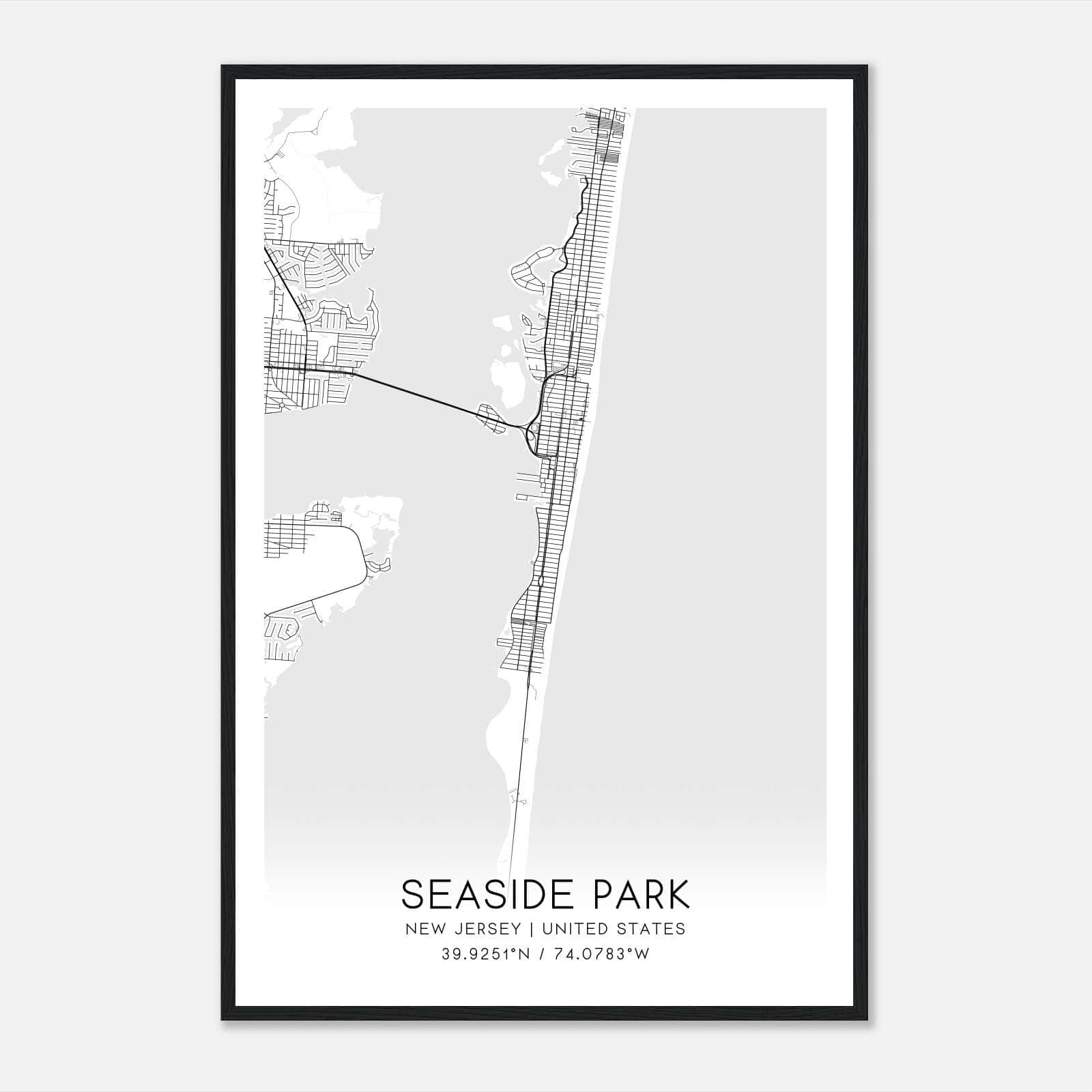 Seaside Park New Jersey Map Poster, Modern Home Decor Wall Art Print Seaside Park New Jersey Map Poster, Modern Home Decor Wall Art Print