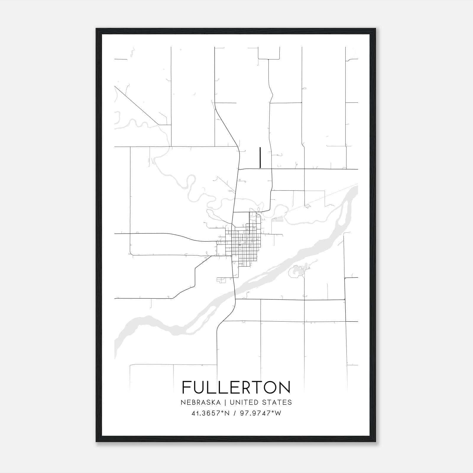 Fullerton Nebraska Map Poster, Modern Home Decor Wall Art Print Fullerton Nebraska Map Poster, Modern Home Decor Wall Art Print