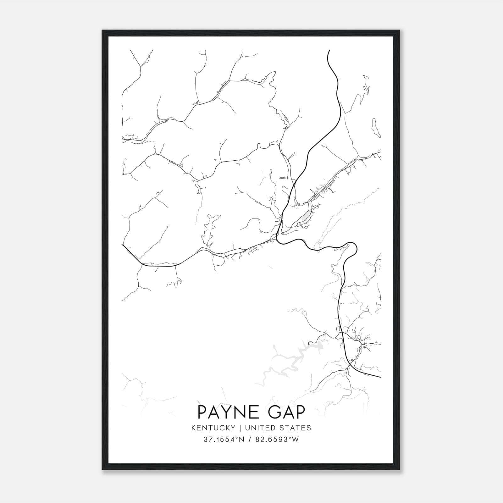 Payne Gap Kentucky Map Poster, Modern Home Decor Wall Art Print Payne Gap Kentucky Map Poster, Modern Home Decor Wall Art Print