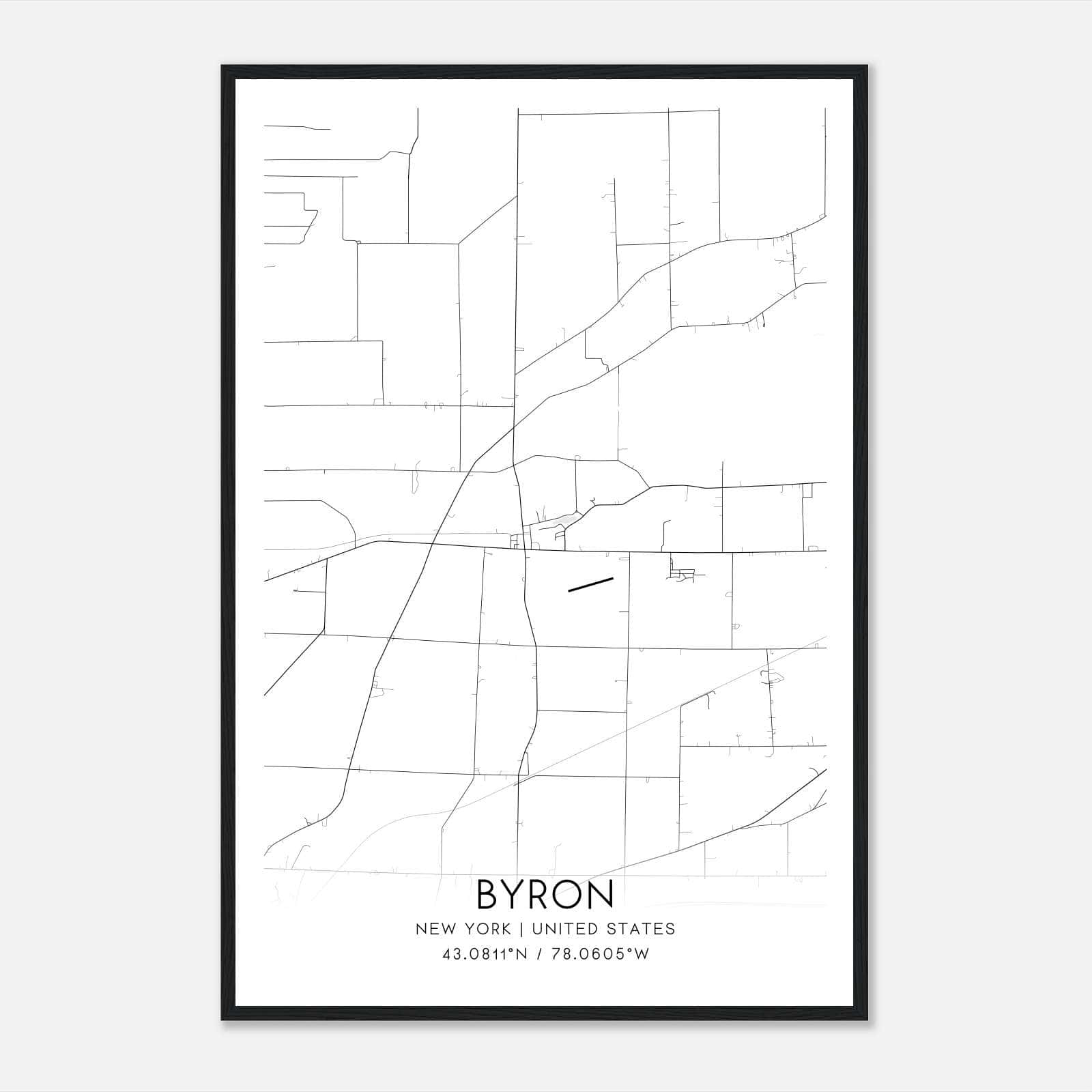 Byron New York Map Poster, Modern Home Decor Wall Art Print Byron New York Map Poster, Modern Home Decor Wall Art Print