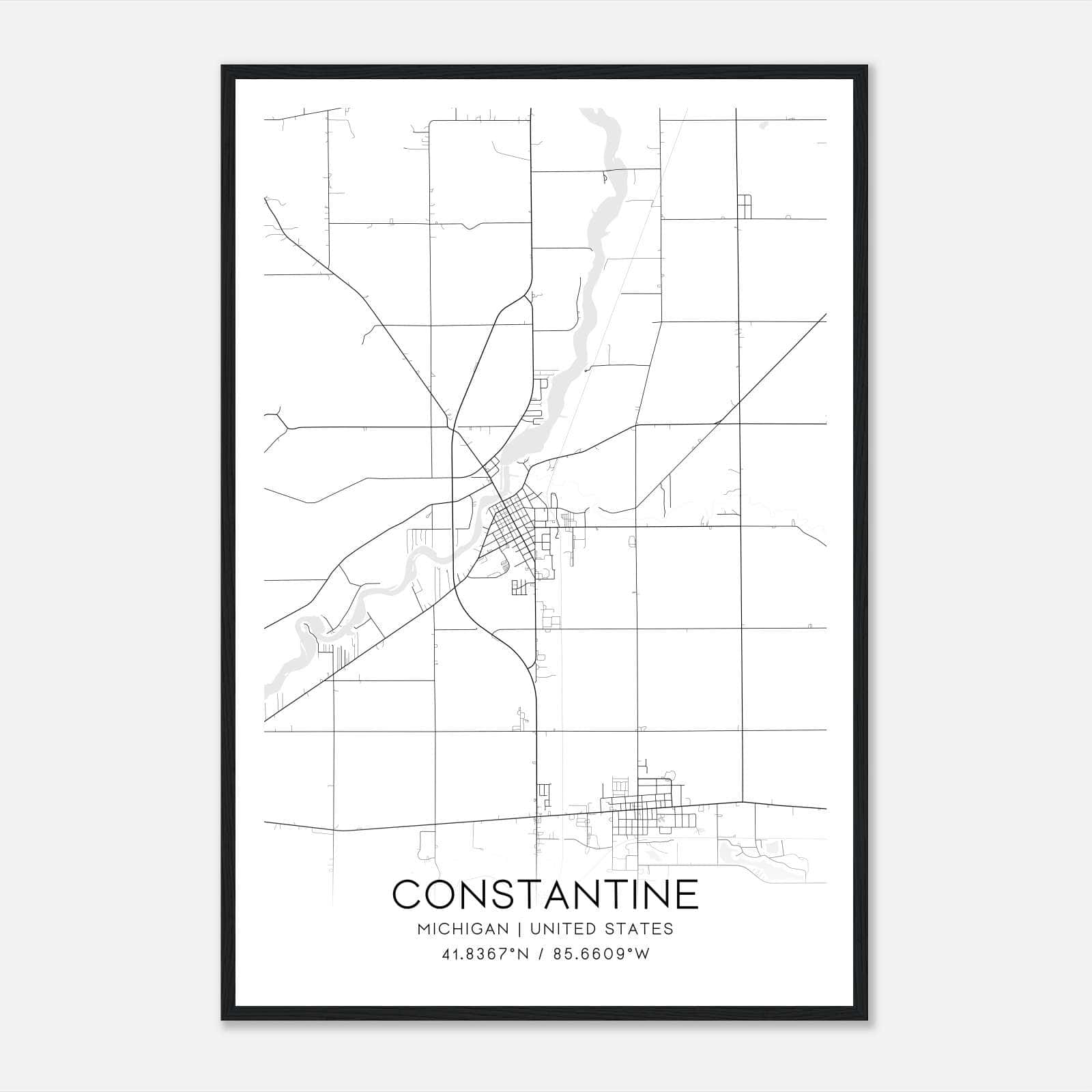 Constantine Michigan Map Poster, Modern Home Decor Wall Art Print Constantine Michigan Map Poster, Modern Home Decor Wall Art Print
