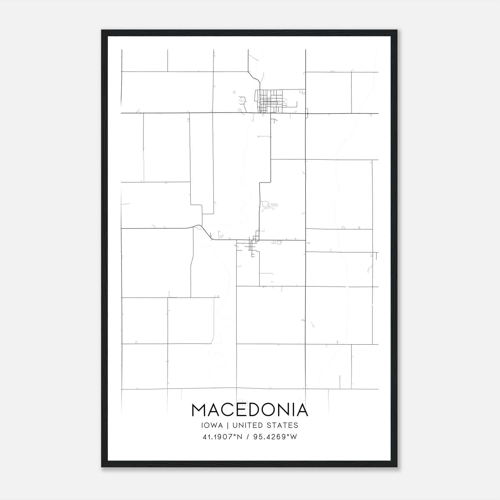 Macedonia Iowa Map Poster, Modern Home Decor Wall Art Print Macedonia Iowa Map Poster, Modern Home Decor Wall Art Print