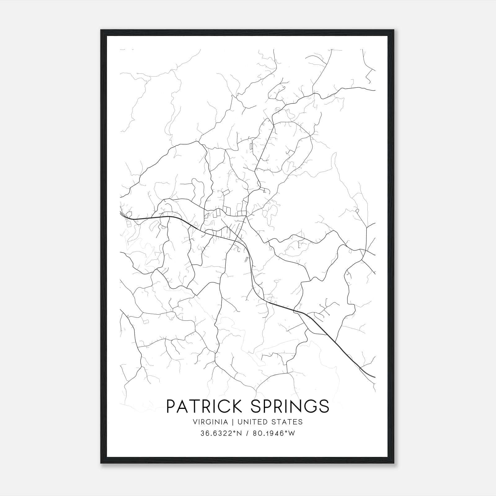 Patrick Springs Virginia Map Poster, Modern Home Decor Wall Art Print Patrick Springs Virginia Map Poster, Modern Home Decor Wall Art Print